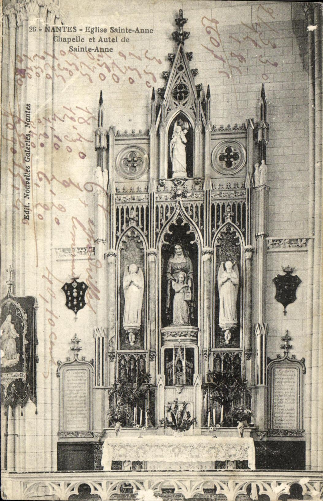 VINTAGE POSTCARD Nantes Church Sainte Anne Chapelle and Furnace bridge of Sainte Anne