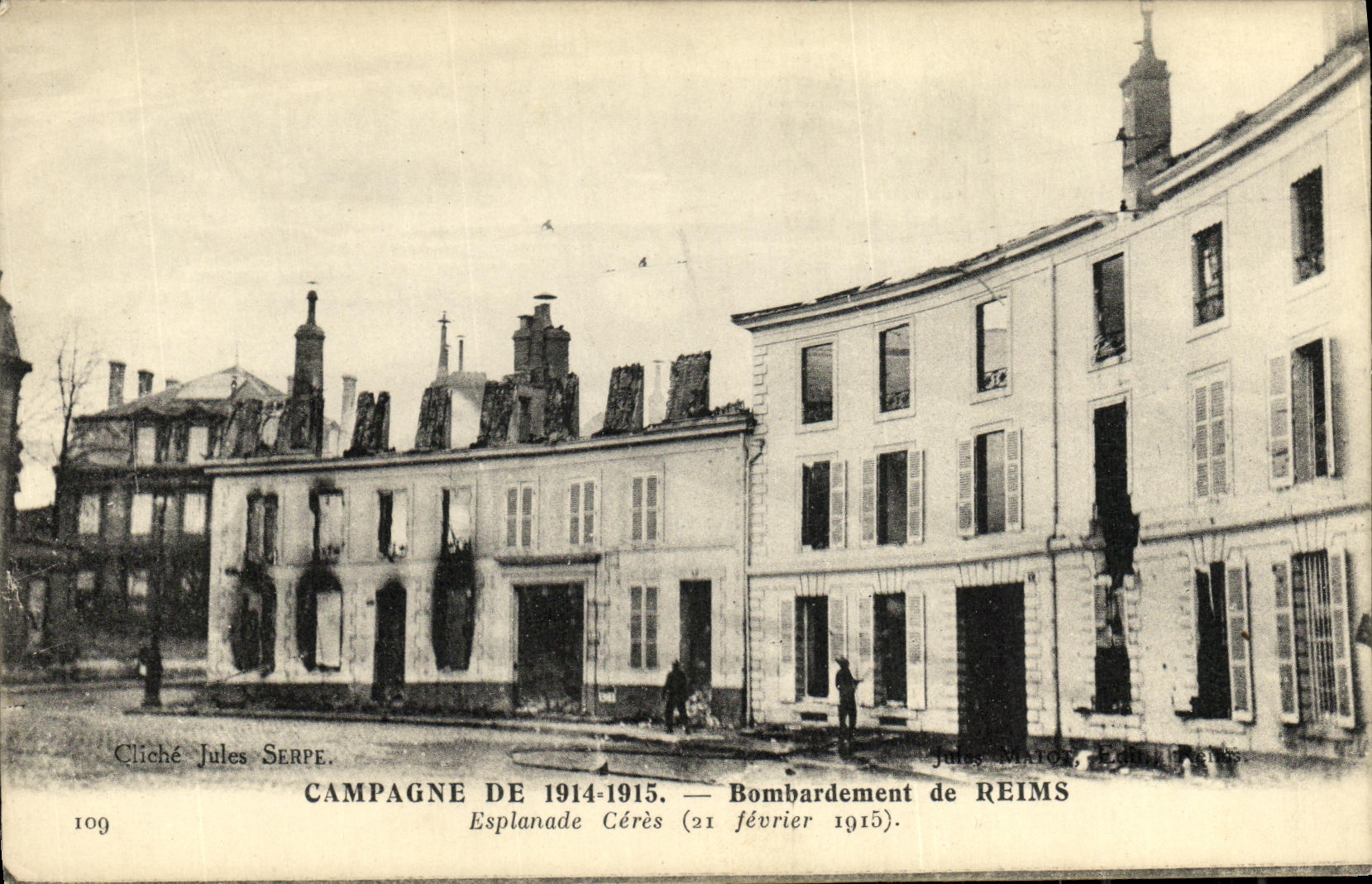 VINTAGE POSTCARD Bombardment Campaign of Rheims Esplanade Ceres Militaria February 1915