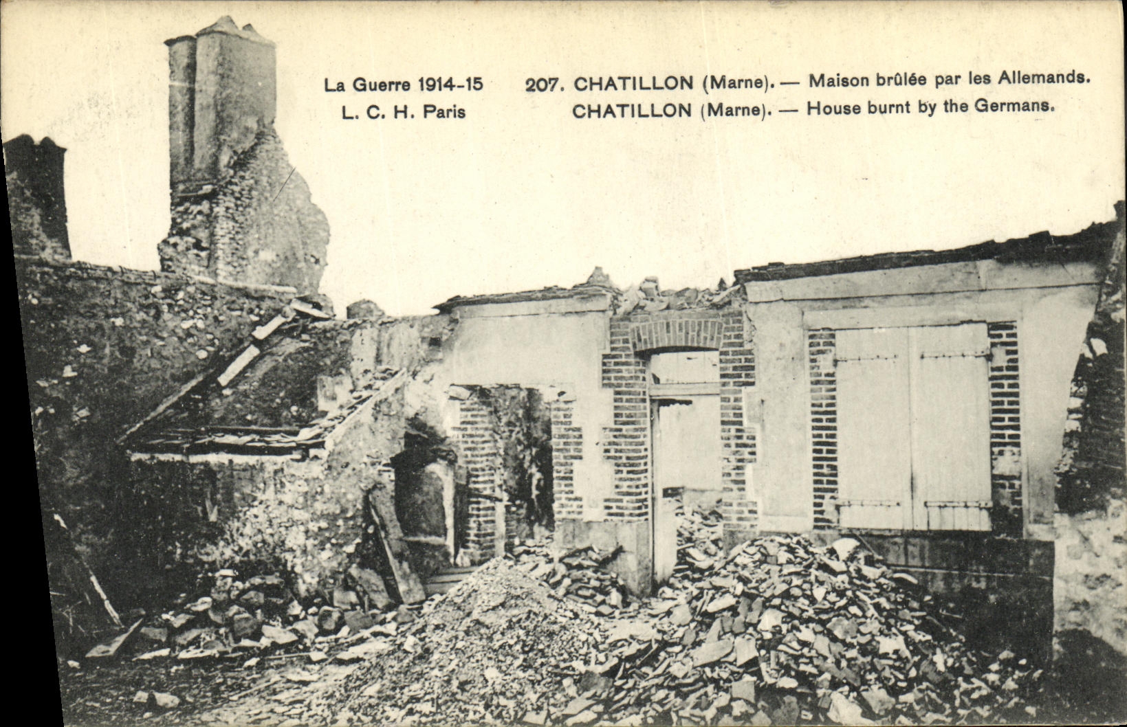 VINTAGE POSTCARD Militaria Chatillon the Marne House borlee by the Germans