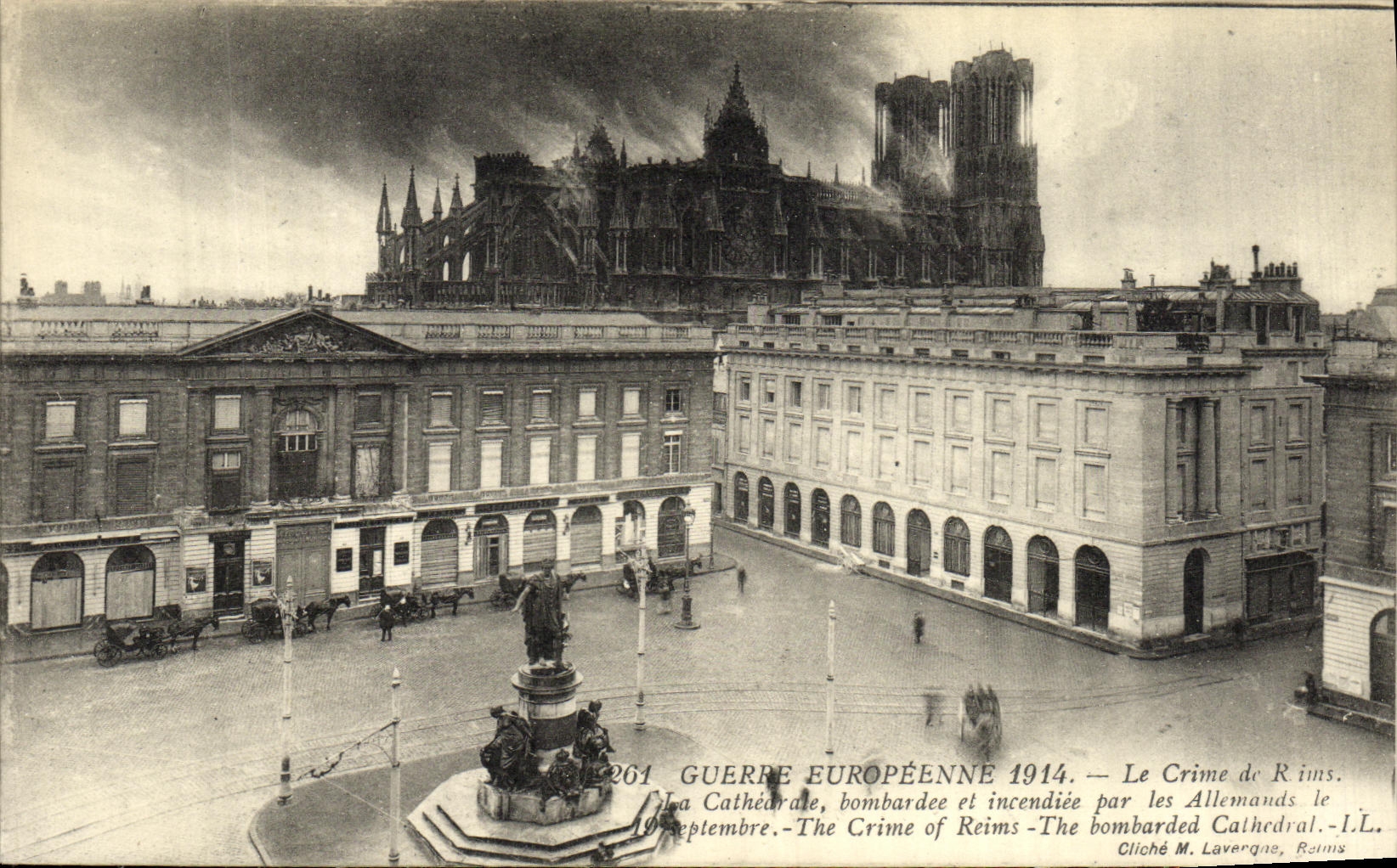 VINTAGE POSTCARD Militaria European War the Crime of Rheims the cathedral bombardee