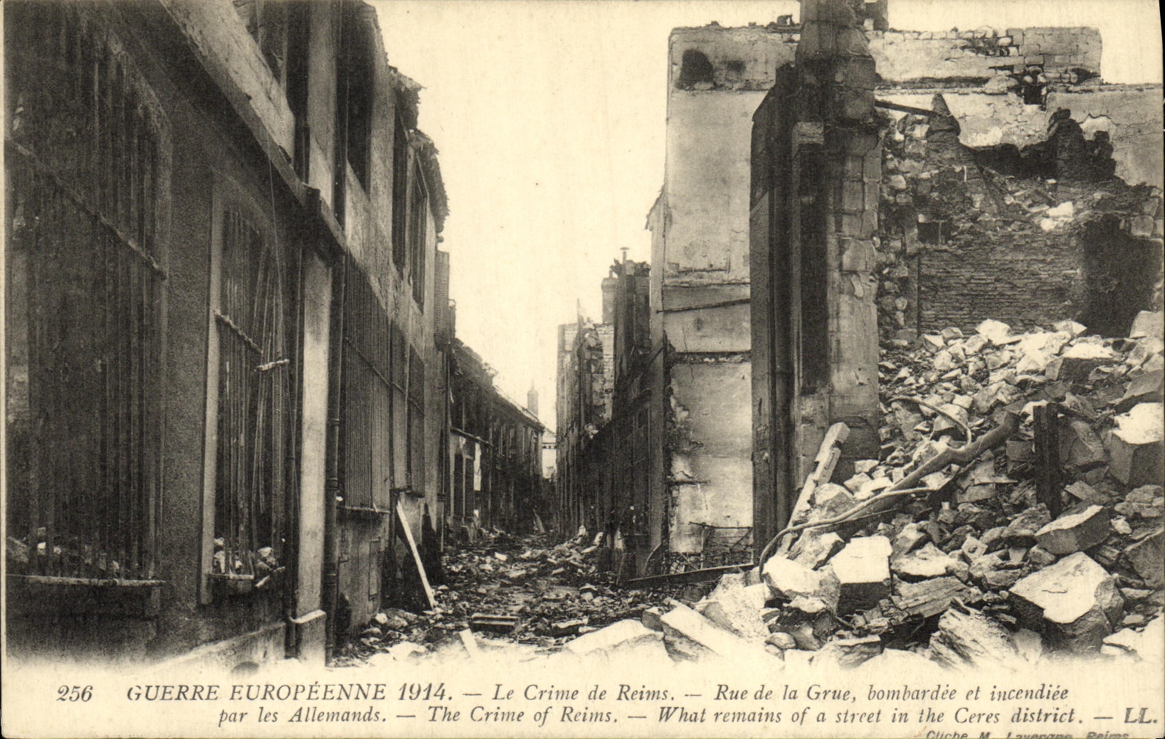 VINTAGE POSTCARD Militaria European War Crime of Rheims Street Of the Crane