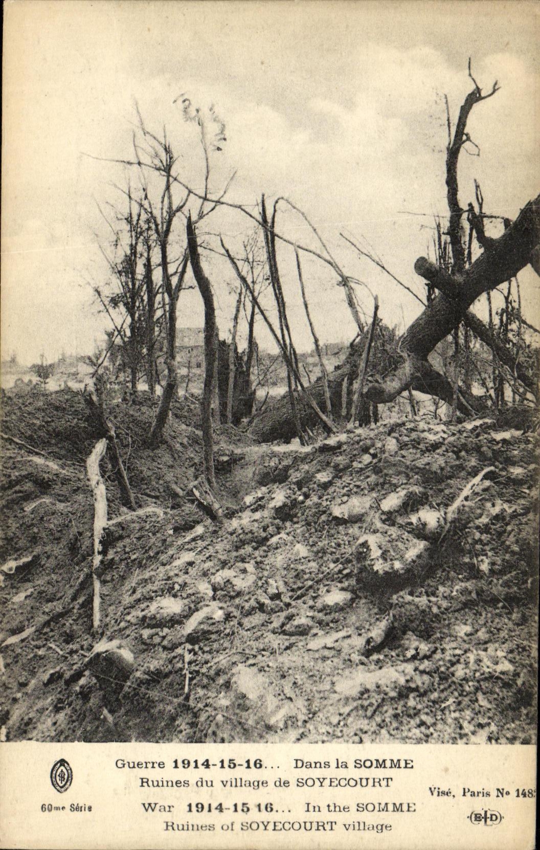 VINTAGE POSTCARD Militaria In the Sum Ruins of the Village of Soyecourt
