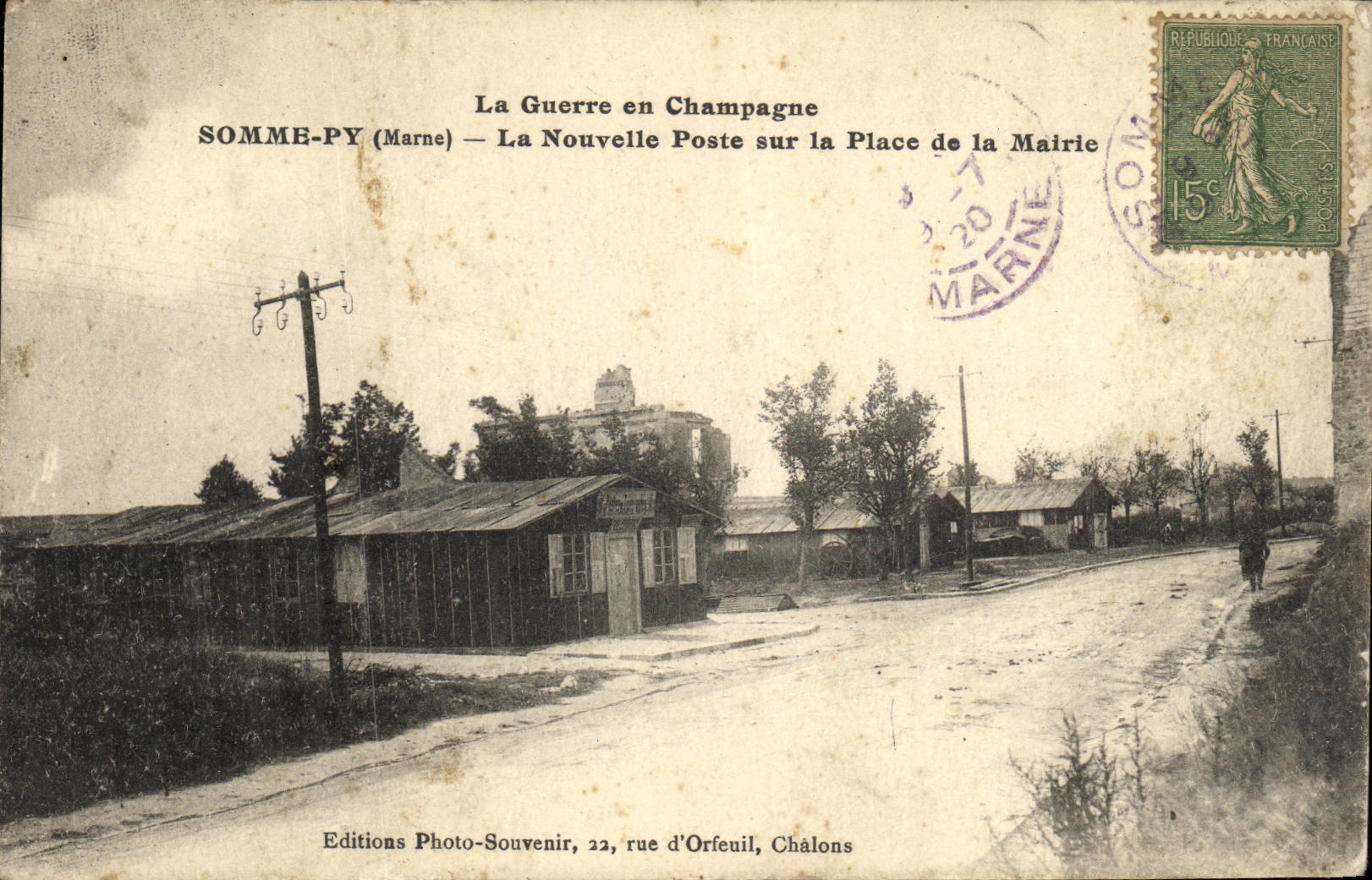 VINTAGE POSTCARD Militaria Summons Py the New Post office on the Place of the Town hall