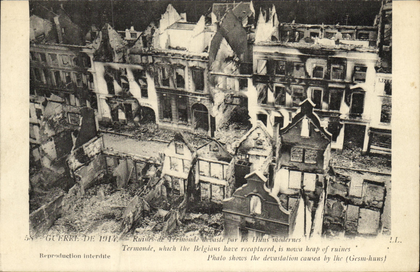 VINTAGE POSTCARD Militaria Ruins of Termonde