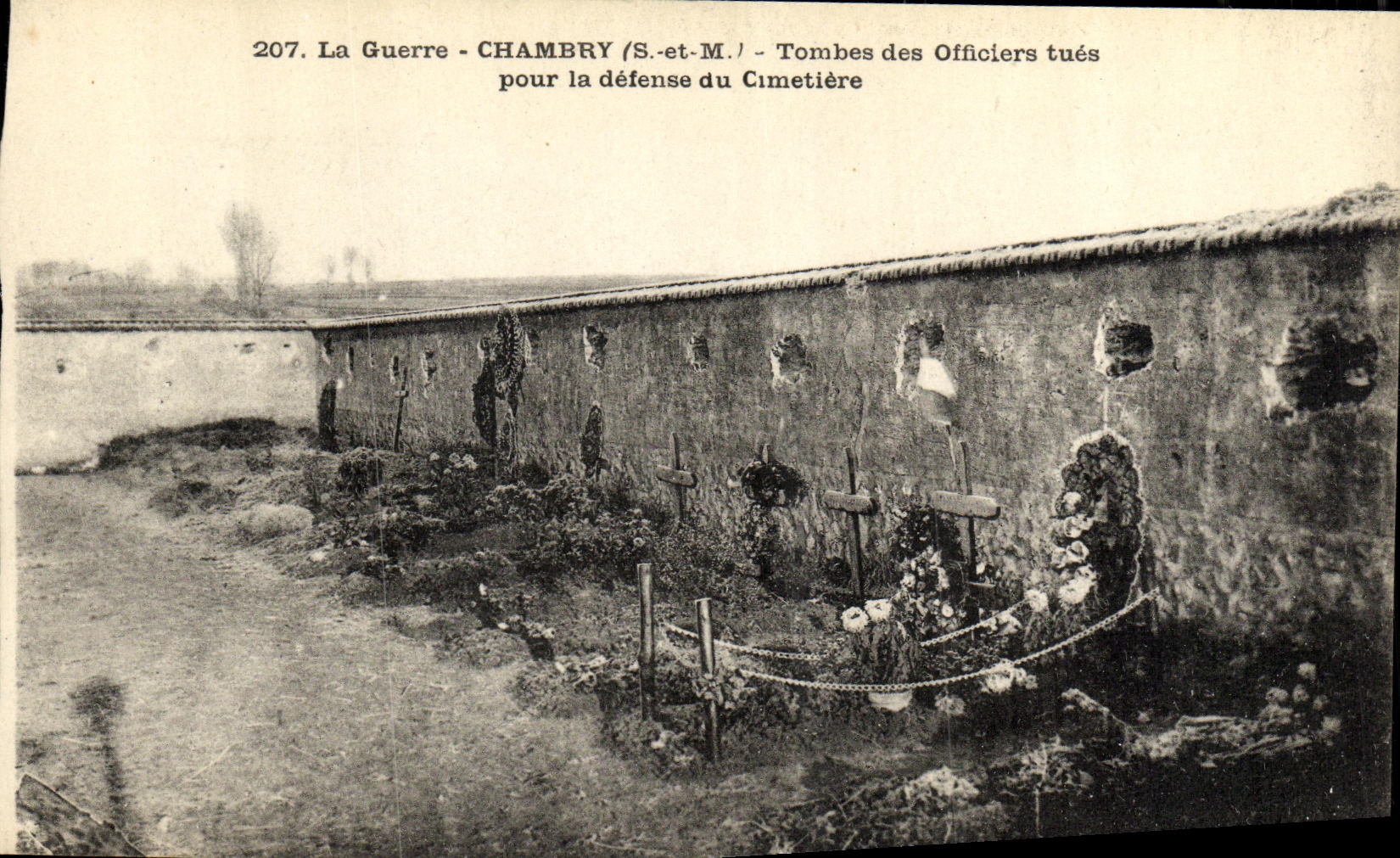 VINTAGE POSTCARD Militaria Chambry Tombes of the Officers kill For the Defense of the Cemetery