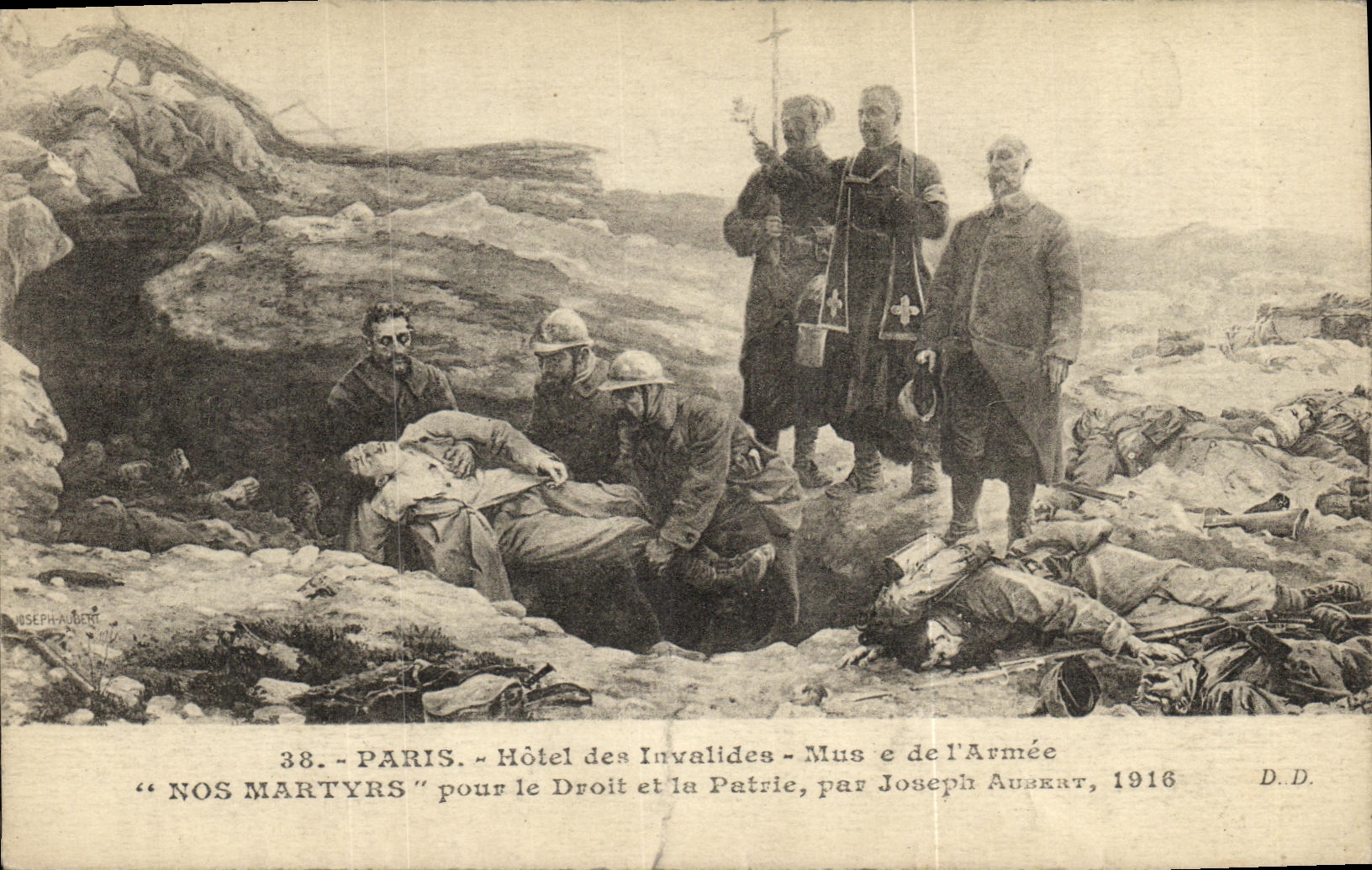 VINTAGE POSTCARD Militaria Paris Hotel of Invaildes Museum of L armed Our martyrs for the right of the fatherland Joseph Aubert 1916