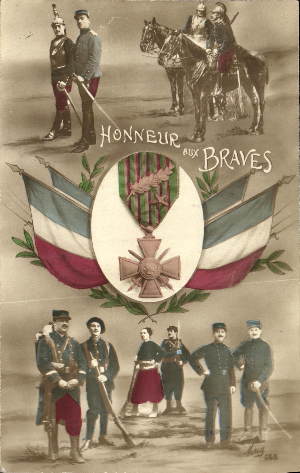 VINTAGE POSTCARD Militaria Honor with the Brave men