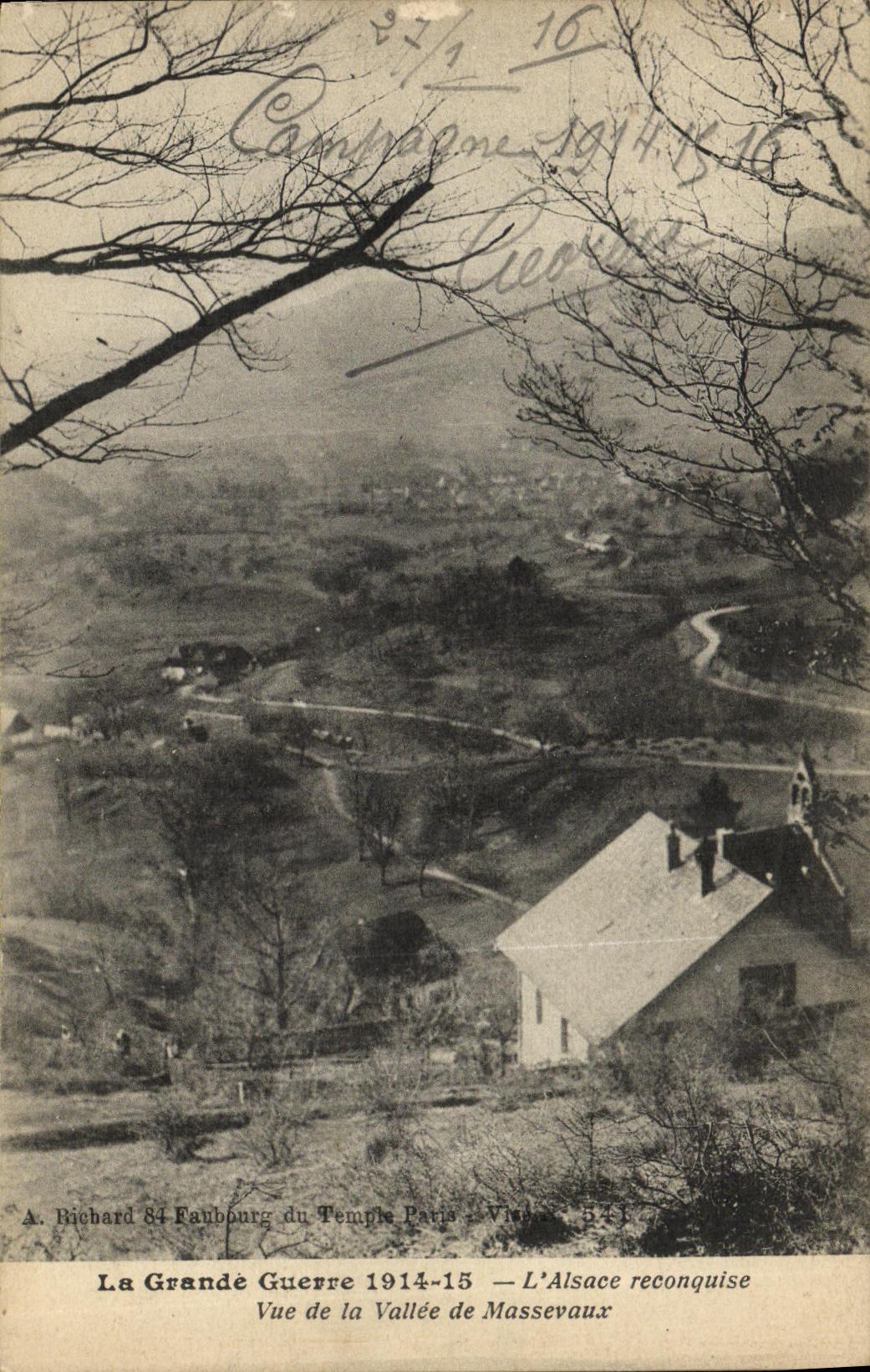 VINTAGE POSTCARD Militaria the Great War L Reconquered Alsace Seen of the Valley of Massevaux