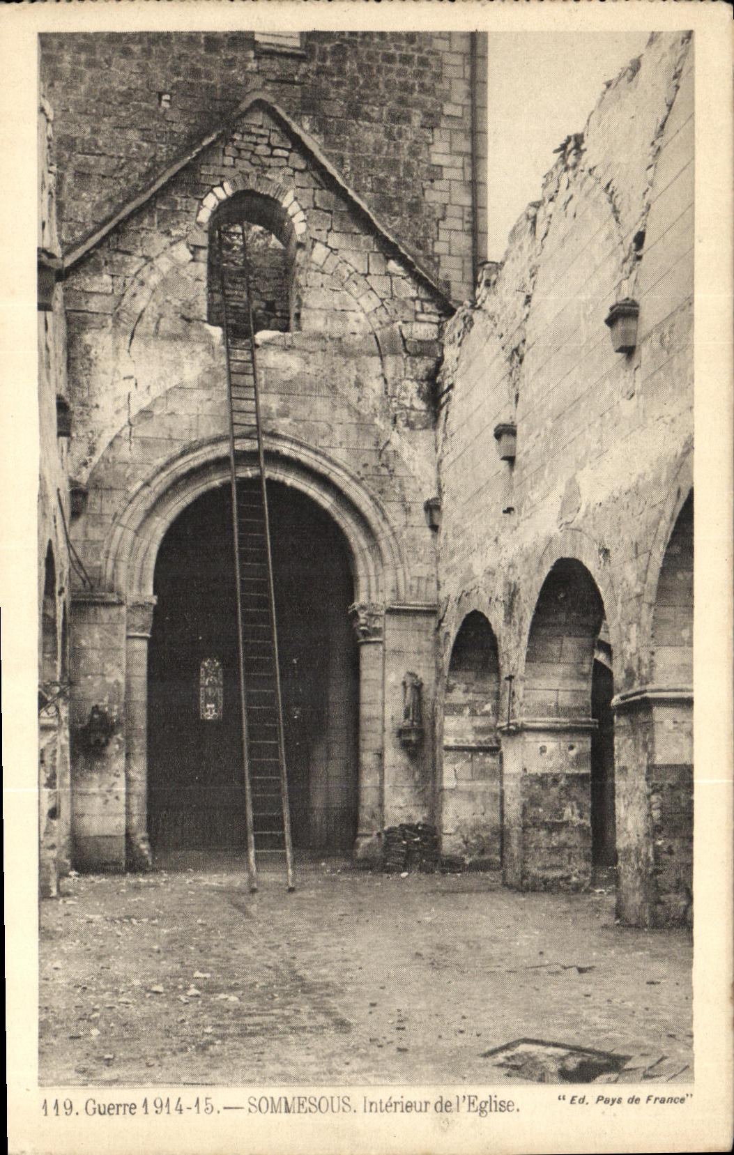 VINTAGE POSTCARD Militaria Sommesous Interior of L Church