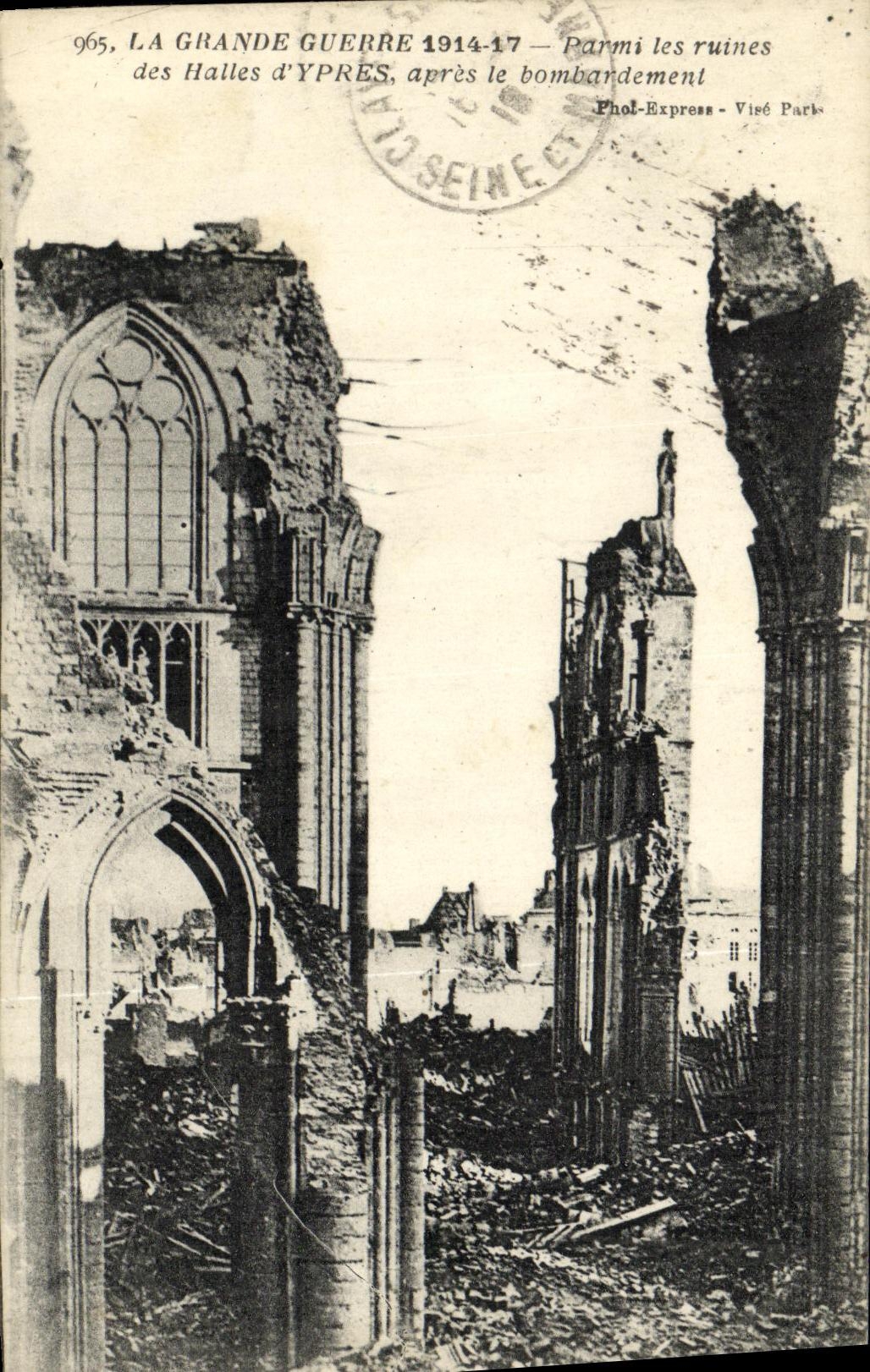 POSTAL Militaria Ypres de la VENDIMIA la gran guerra entre las ruinas de los mercados