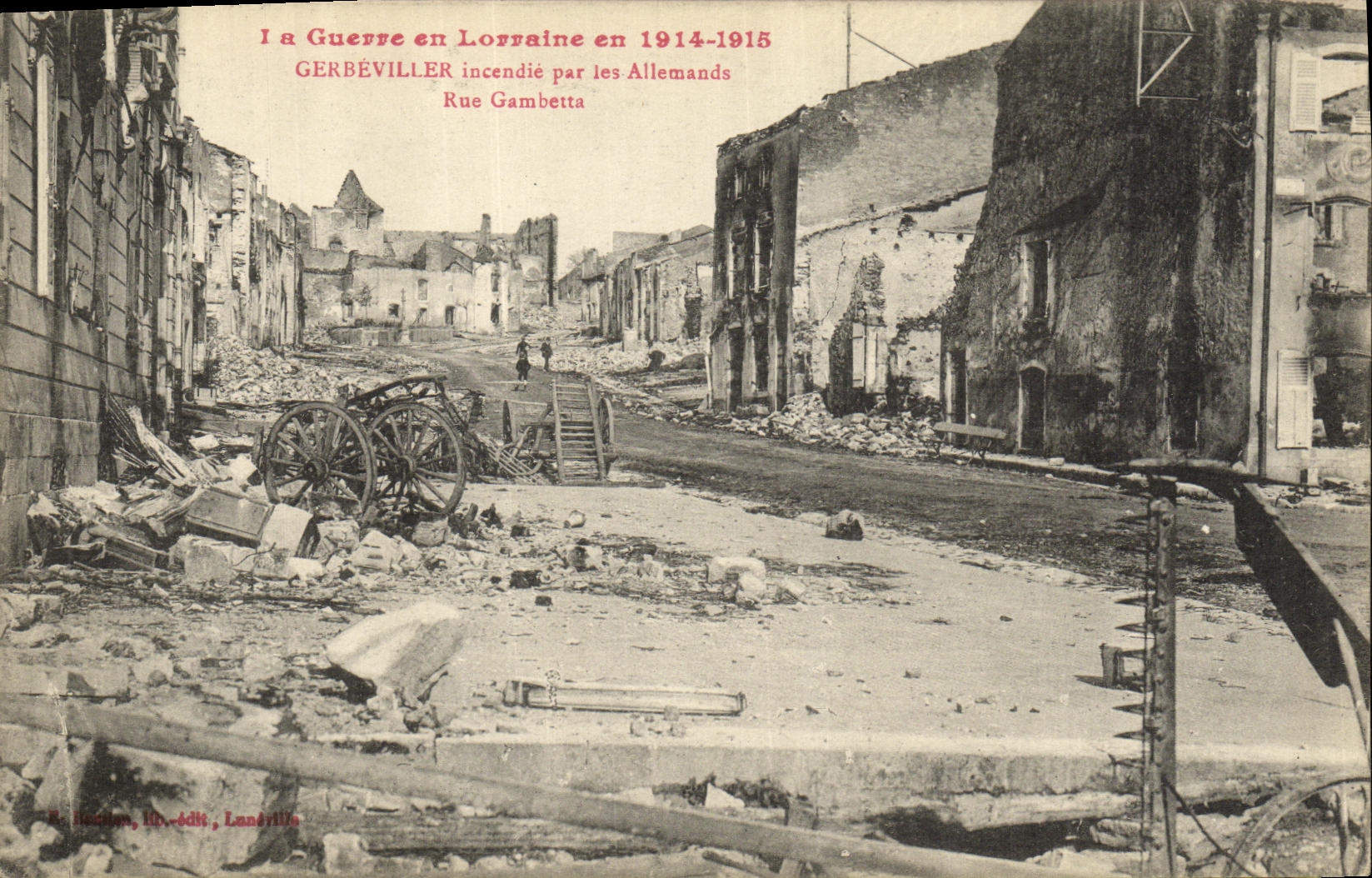 VINTAGE POSTCARD Militaria the War in Lorraine Gerbeviller Sets fire to by the Germans