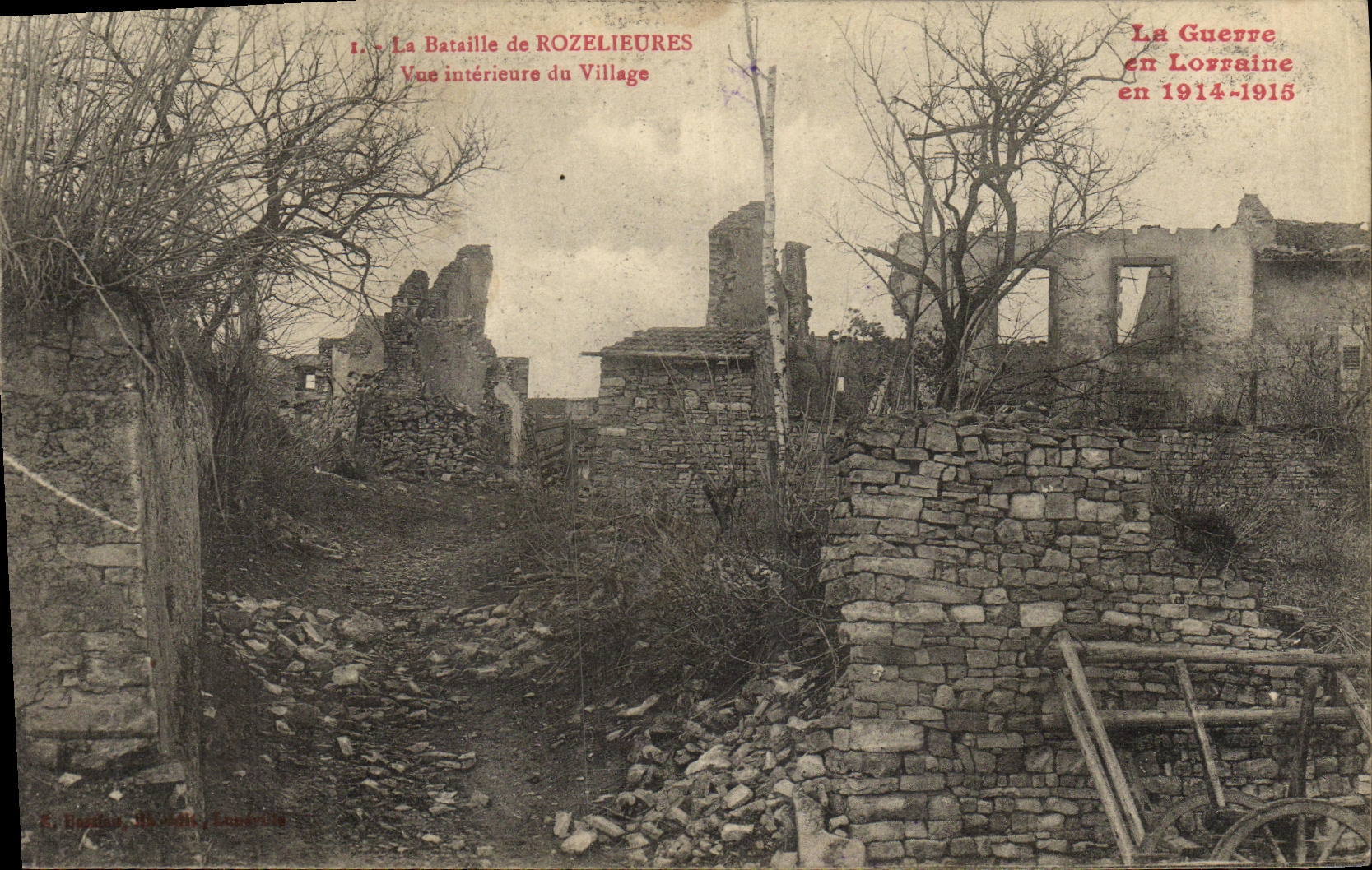 VINTAGE POSTCARD Militaria the Battle of Rozelieures Seen Interior of the Village