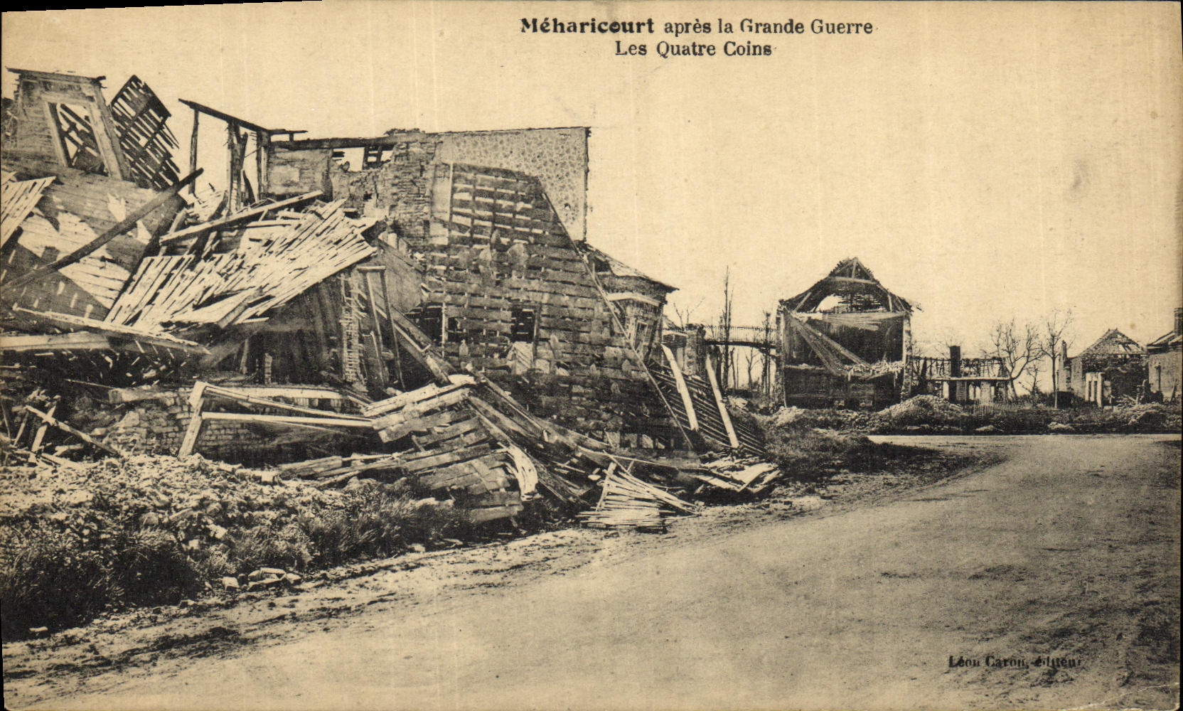 POSTAL Militaria Meharicourt de la VENDIMIA despues de las grandes esquinas de la guerra cuatro