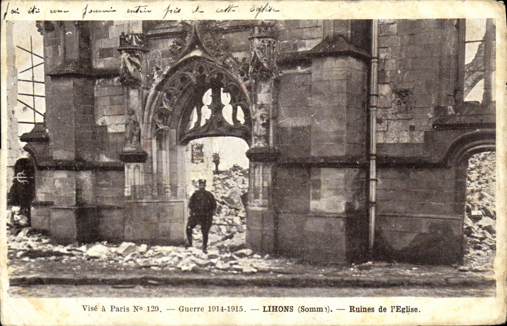 VINTAGE POSTCARD Militaria Lihons Ruins of L Church