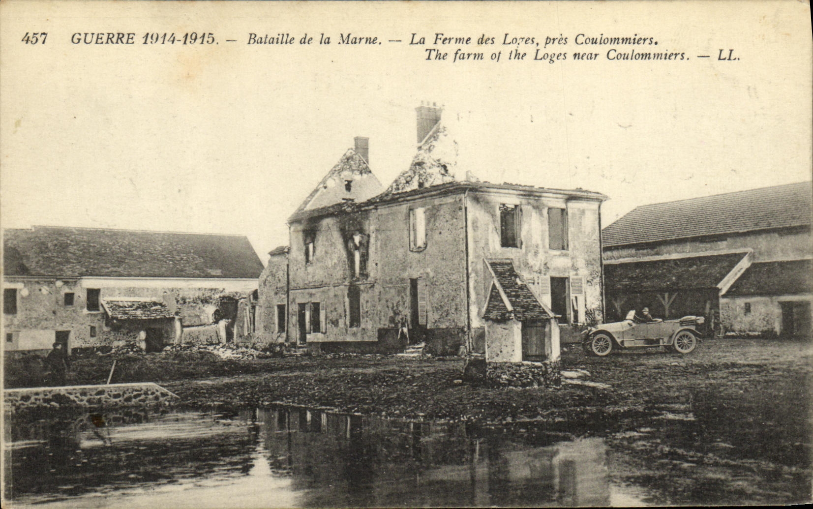 VINTAGE POSTCARD Militaria Guerre Battles of the Marne the Farm of Lozes close Coulommiers