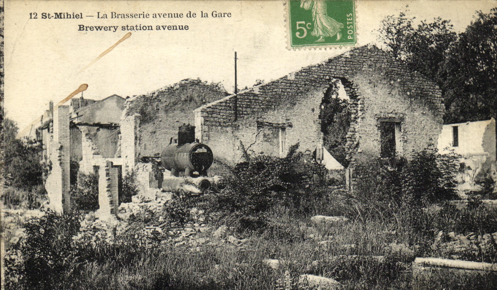 VINTAGE POSTCARD Militaria St Mihiel the Brewery which occurred of the Station
