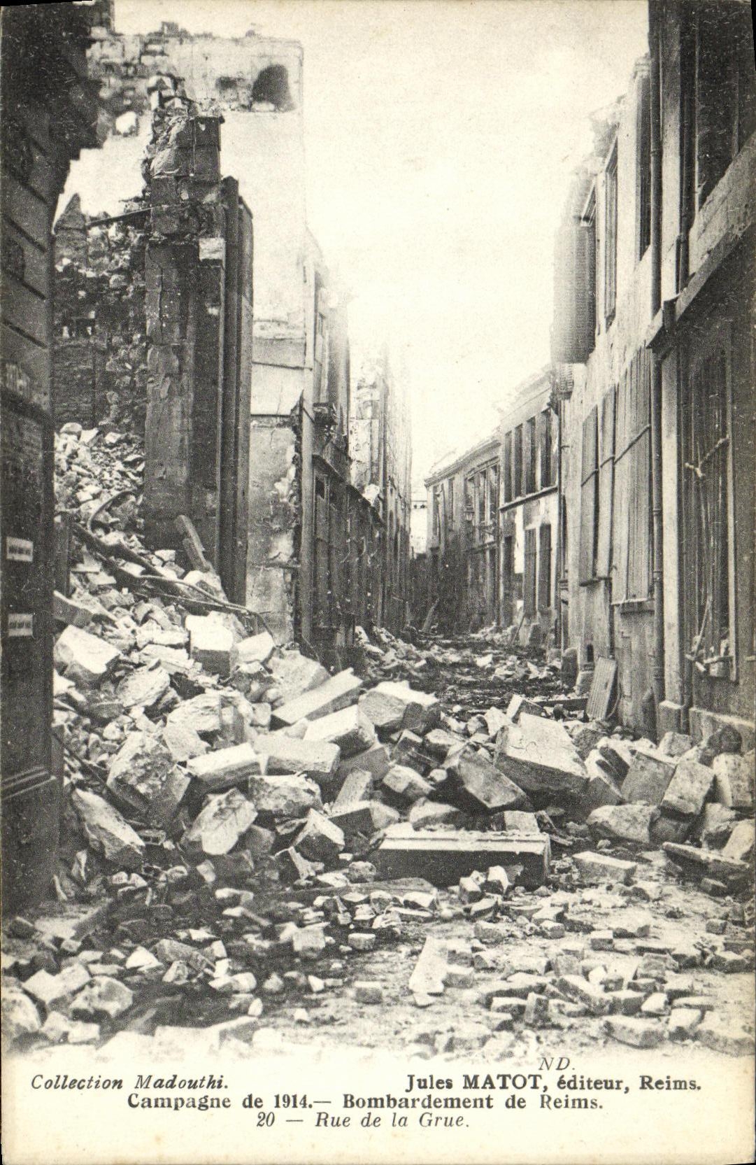 VINTAGE POSTCARD Militaria European War the Crime of Rheims Campaign Bombardment Street of the Crane