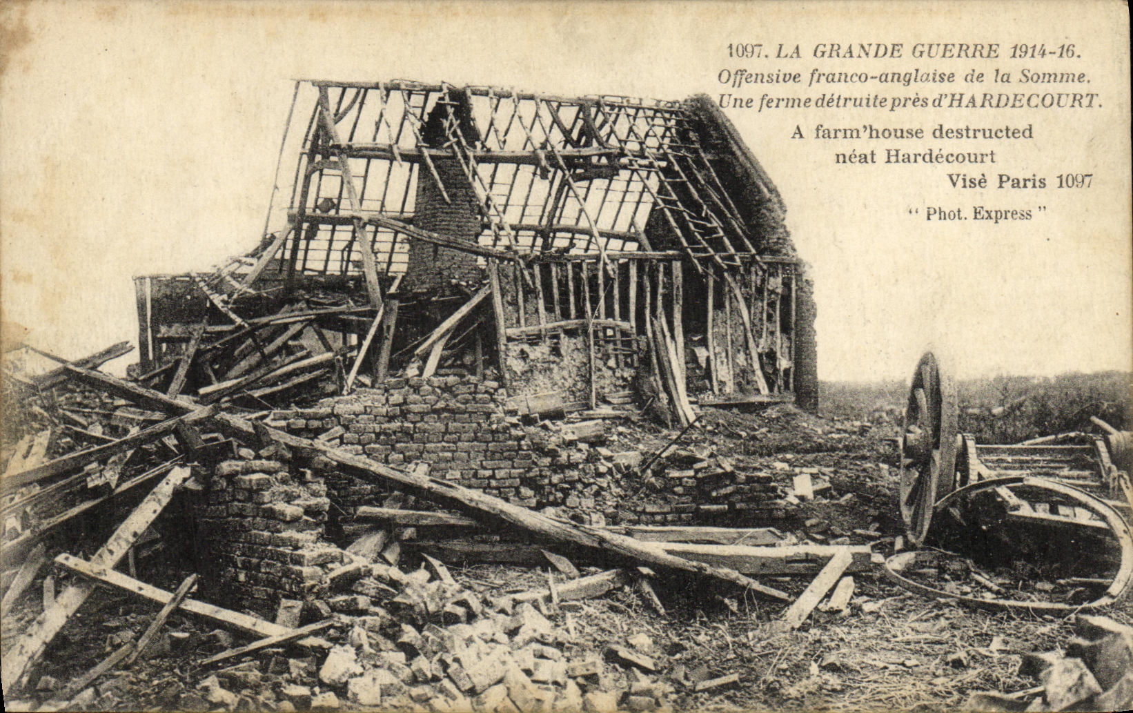 VINTAGE POSTCARD Militaria the Free English Offensive Great War of the Hardecourt Sum