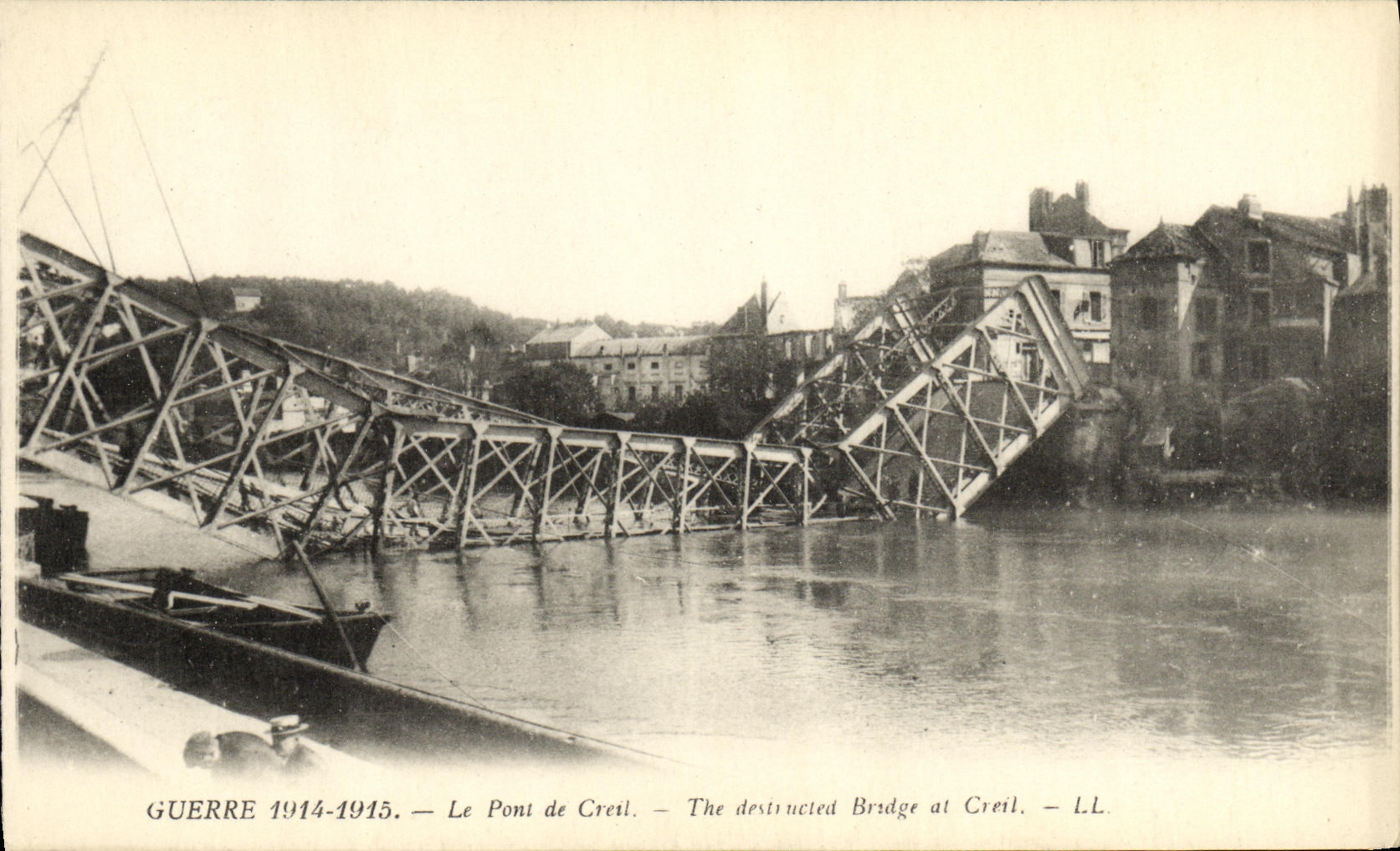 VINTAGE POSTCARD Militaria the bridge of Creil