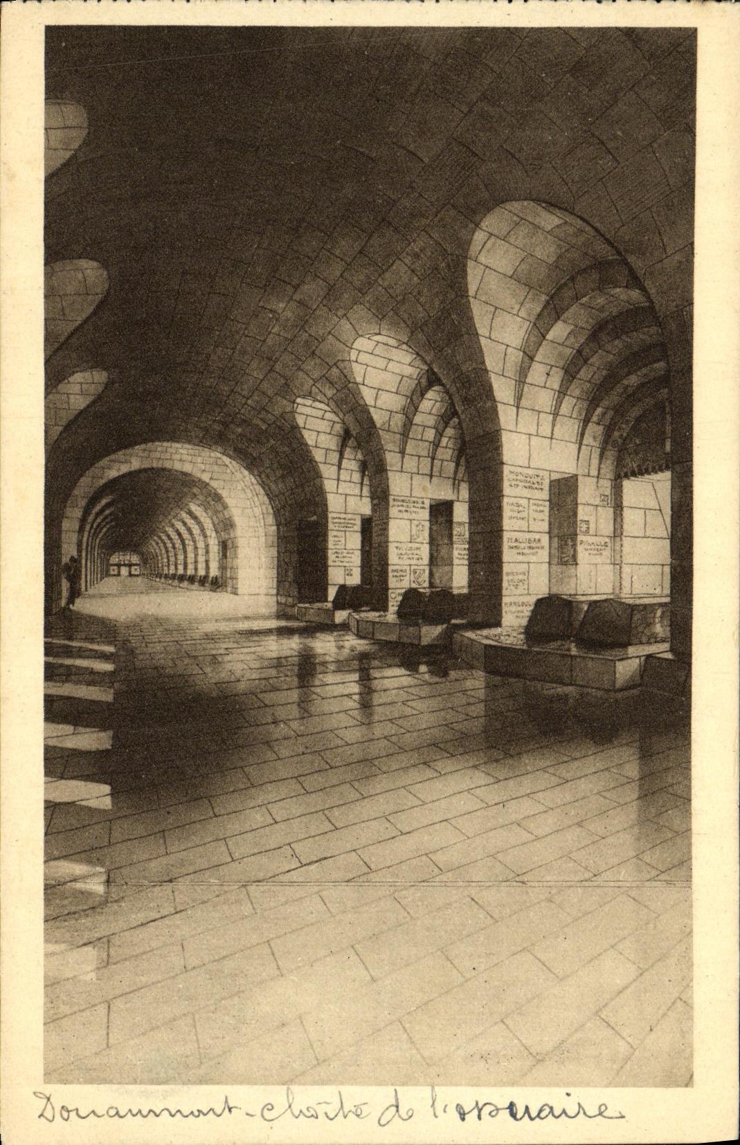 VINTAGE POSTCARD Militaria Cloister of L Ossuary of Douaumont