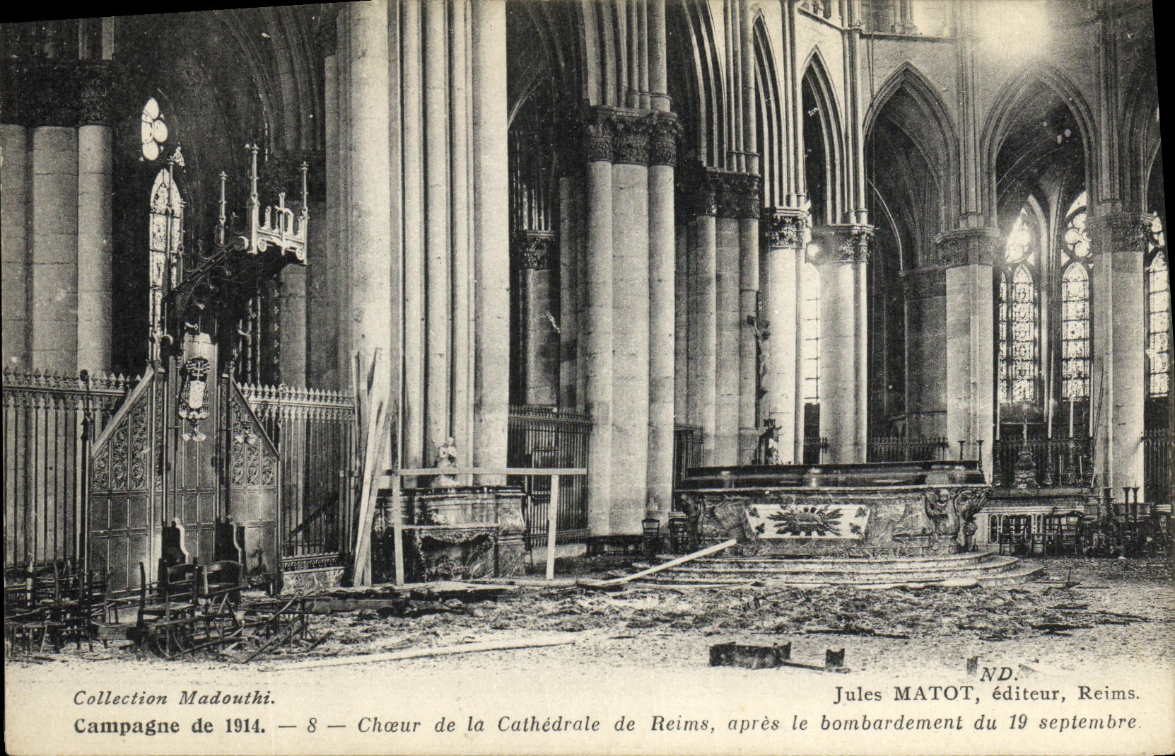 VINTAGE POSTCARD Militaria Rheims Chorus of the Cathedral of Given