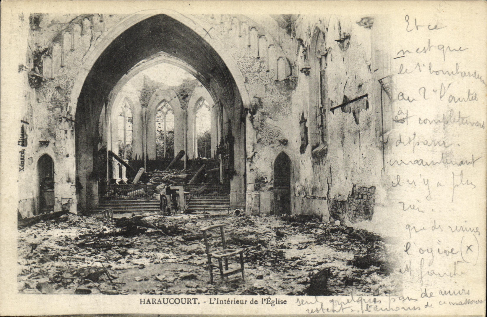 VINTAGE POSTCARD Militaria Haraucourt L Interior of L Church