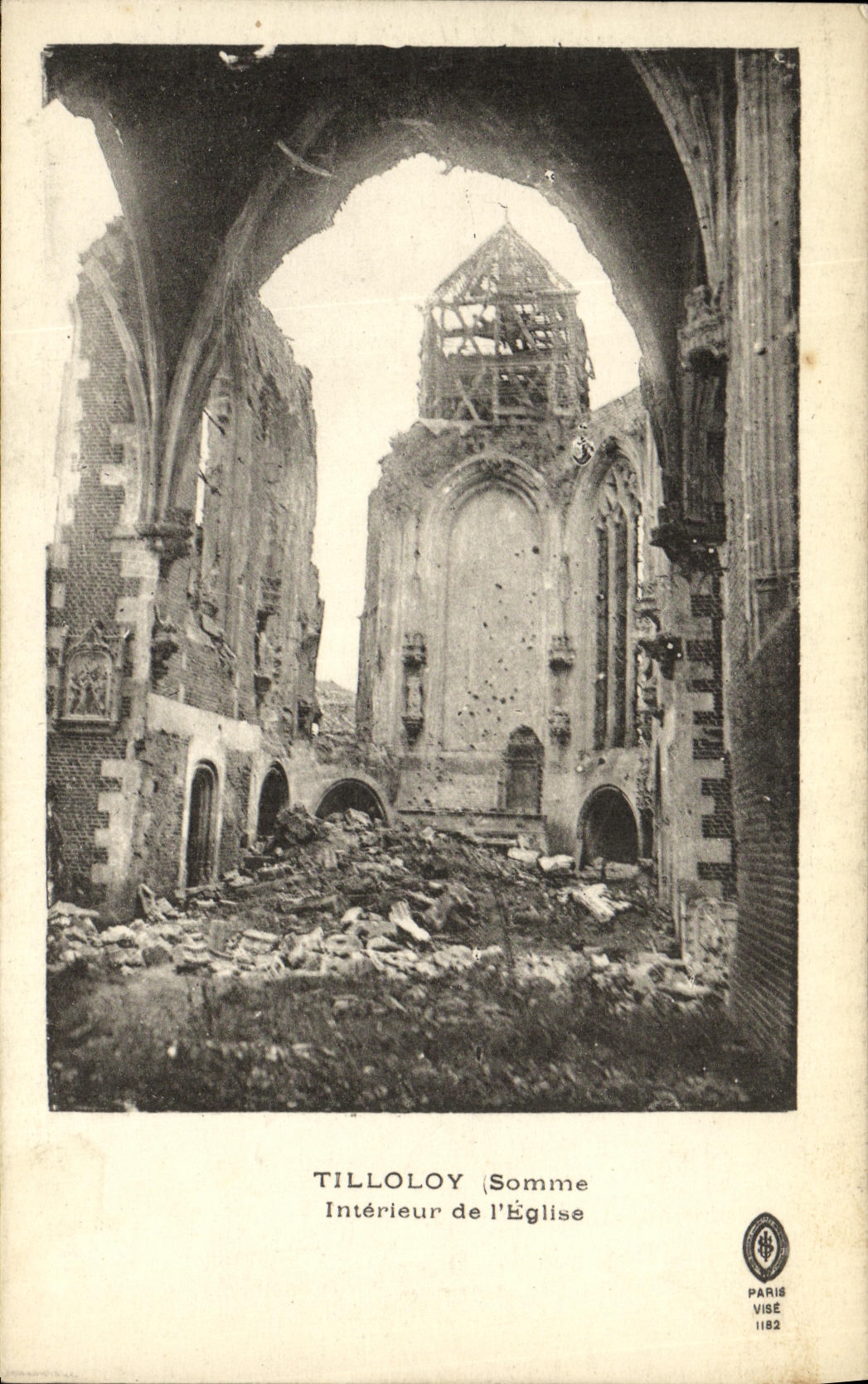 VINTAGE POSTCARD Militaria Tilloloy Interior of L Church