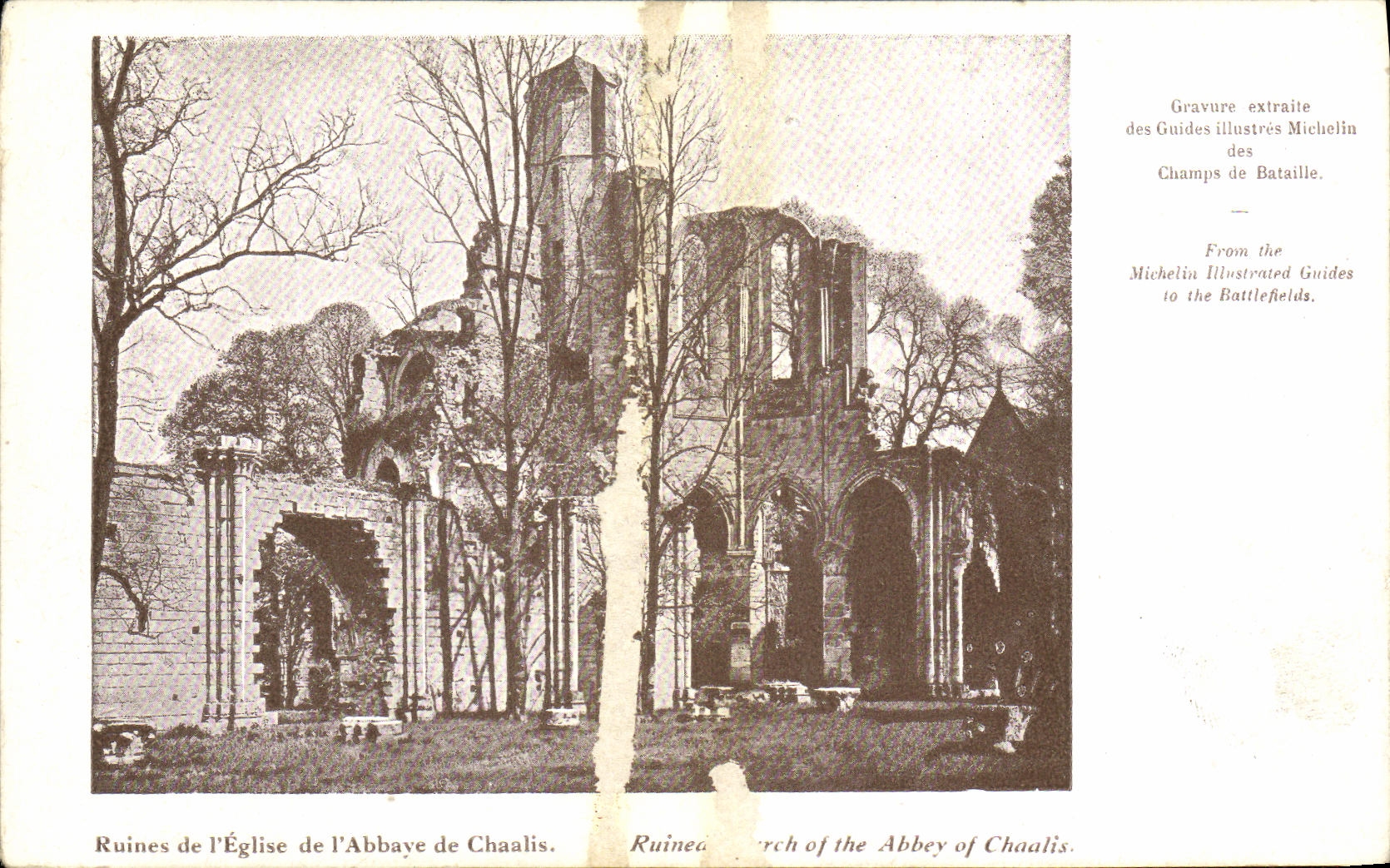 VINTAGE POSTCARD Militaria Ruins of L church of L abbey of Chaaalis