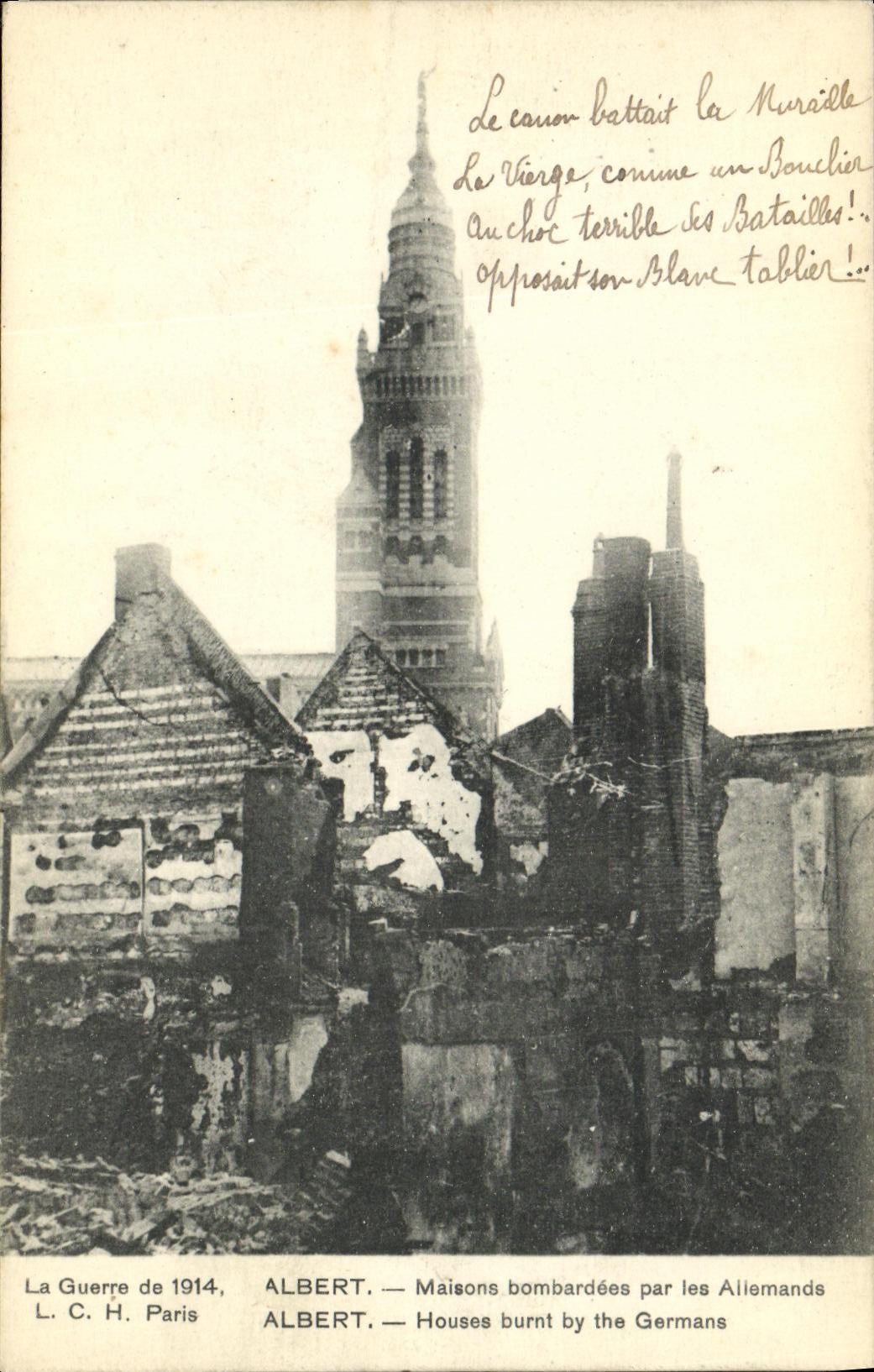 CPA Militaria Albert Maisons Bombardees par les Allemands