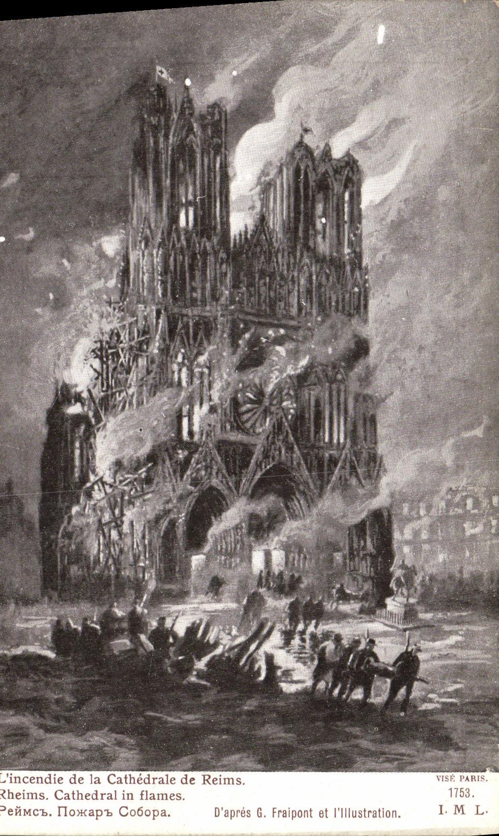 VINTAGE POSTCARD Militaria Rheims Cathedral