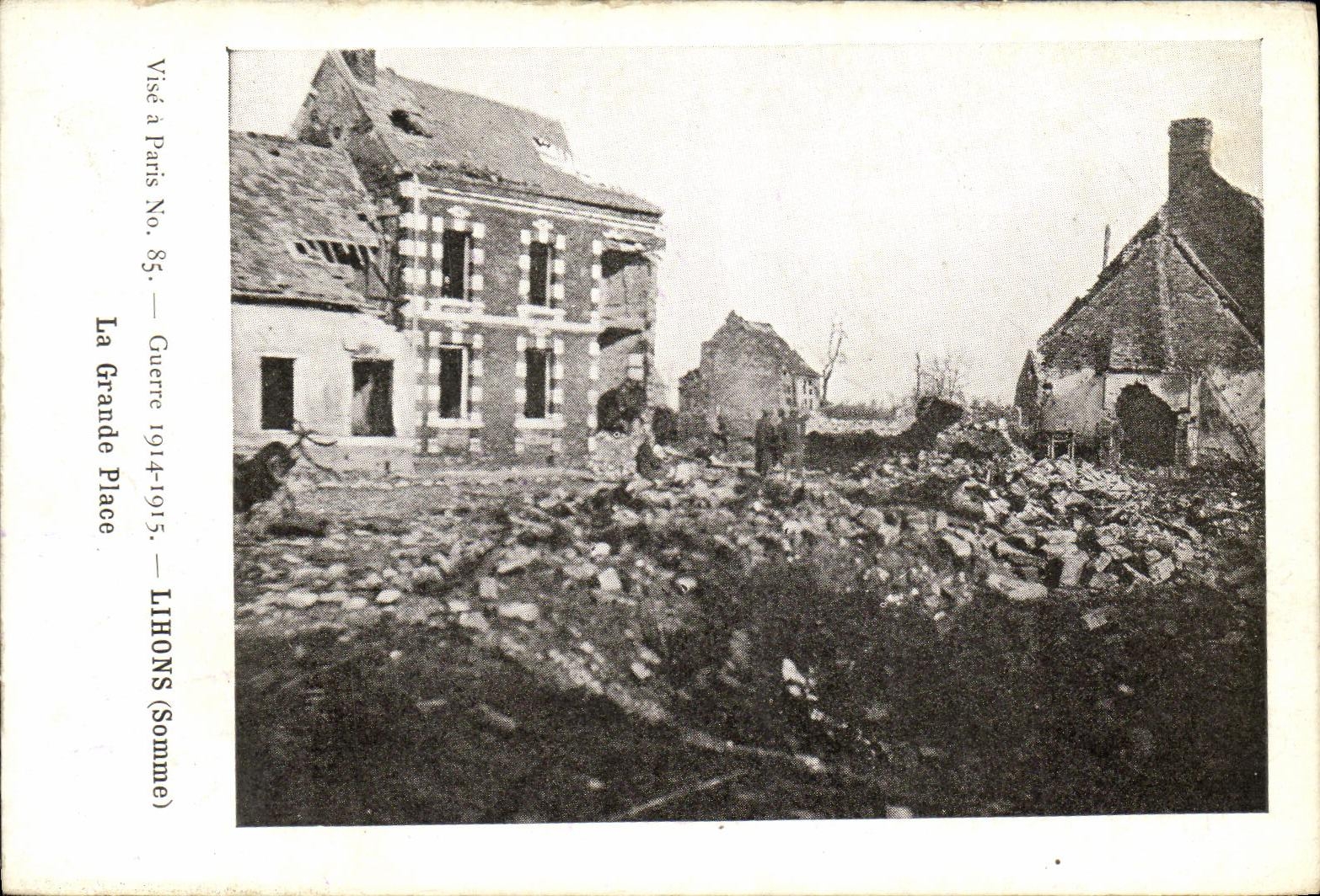 VINTAGE POSTCARD Militaria Lihons War the Great Place