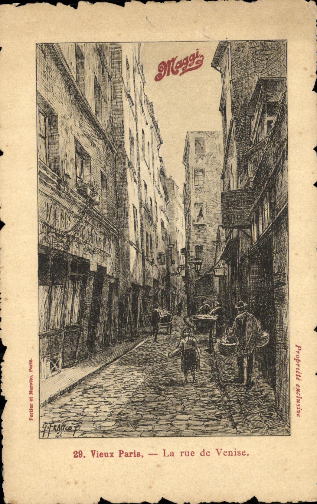CPA Vieux Paris La rue de Venise Publicite Maggi