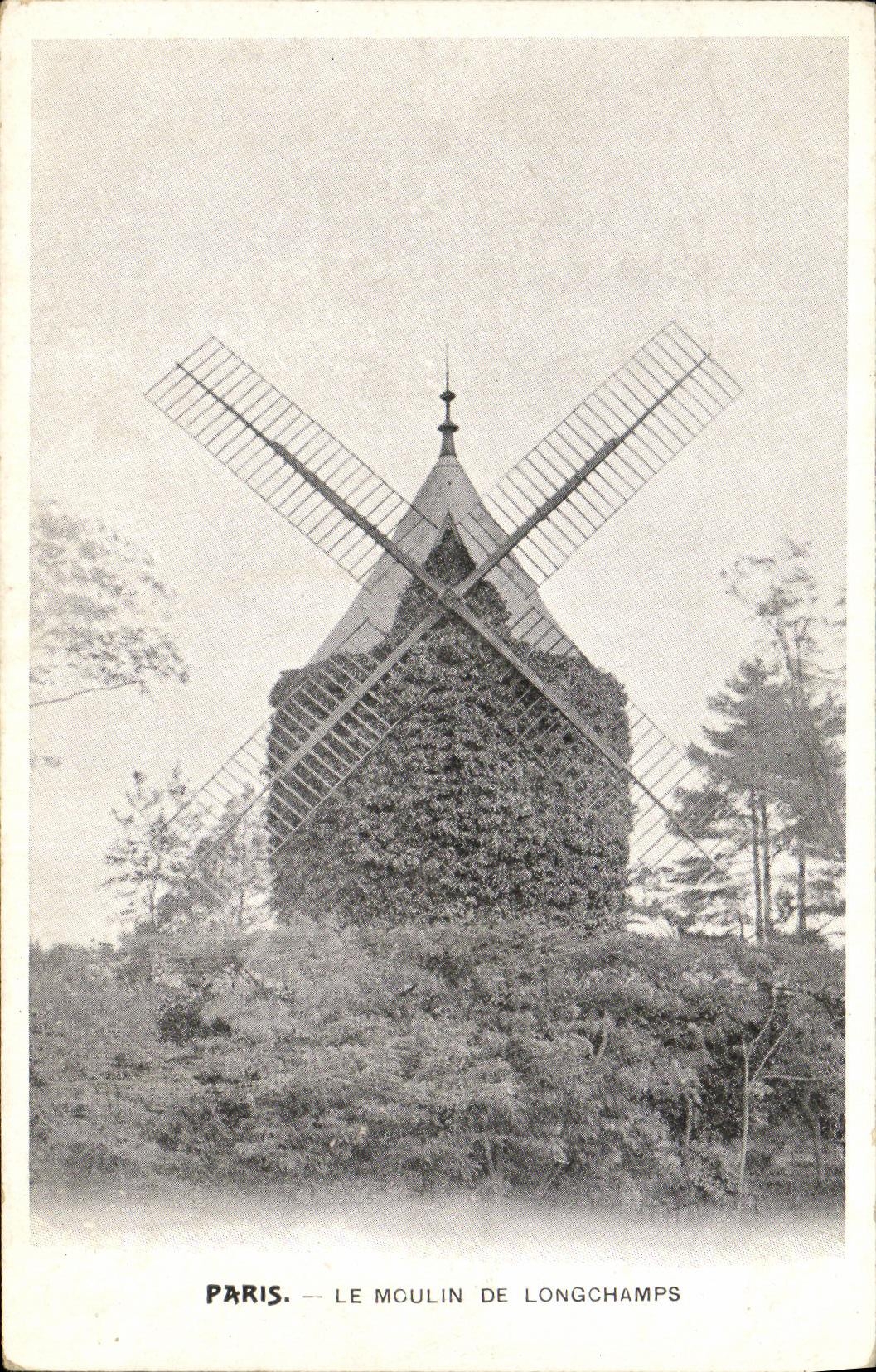 VINTAGE POSTCARD Paris the Mill of Longchamps