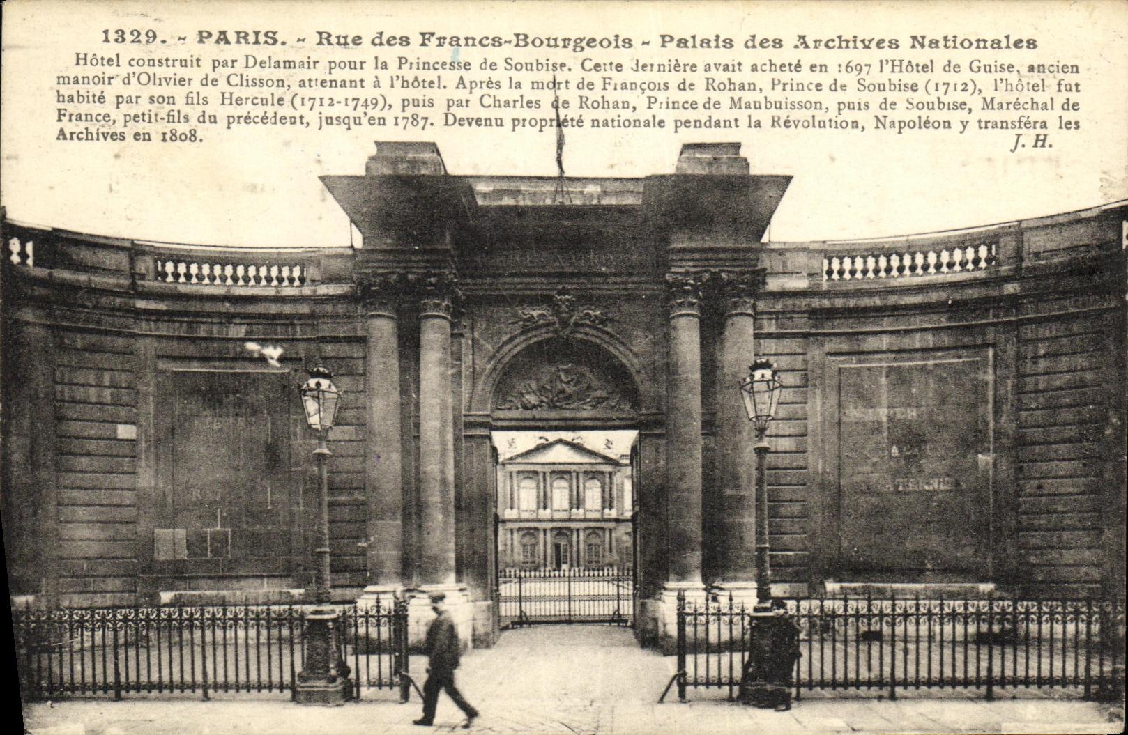 CPA Paris Rue des Francs Bourgeois Palais des Archives Nationales 