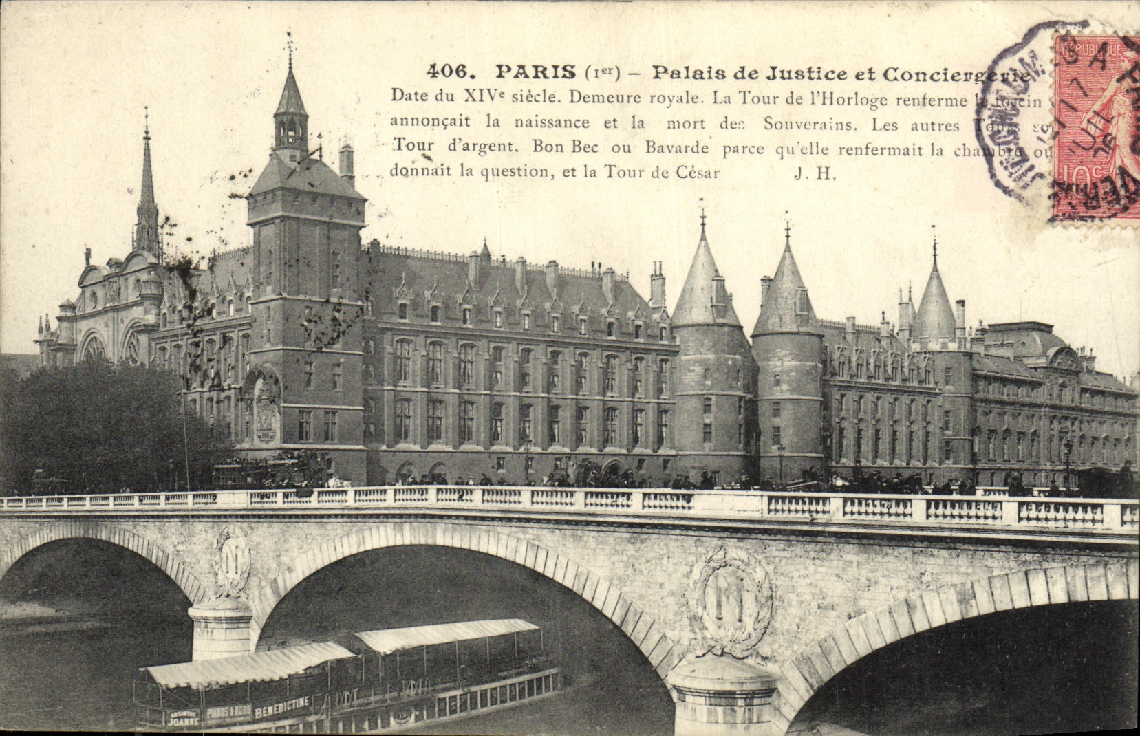 VINTAGE POSTCARD Paris Law courts and Caretaker s lodge