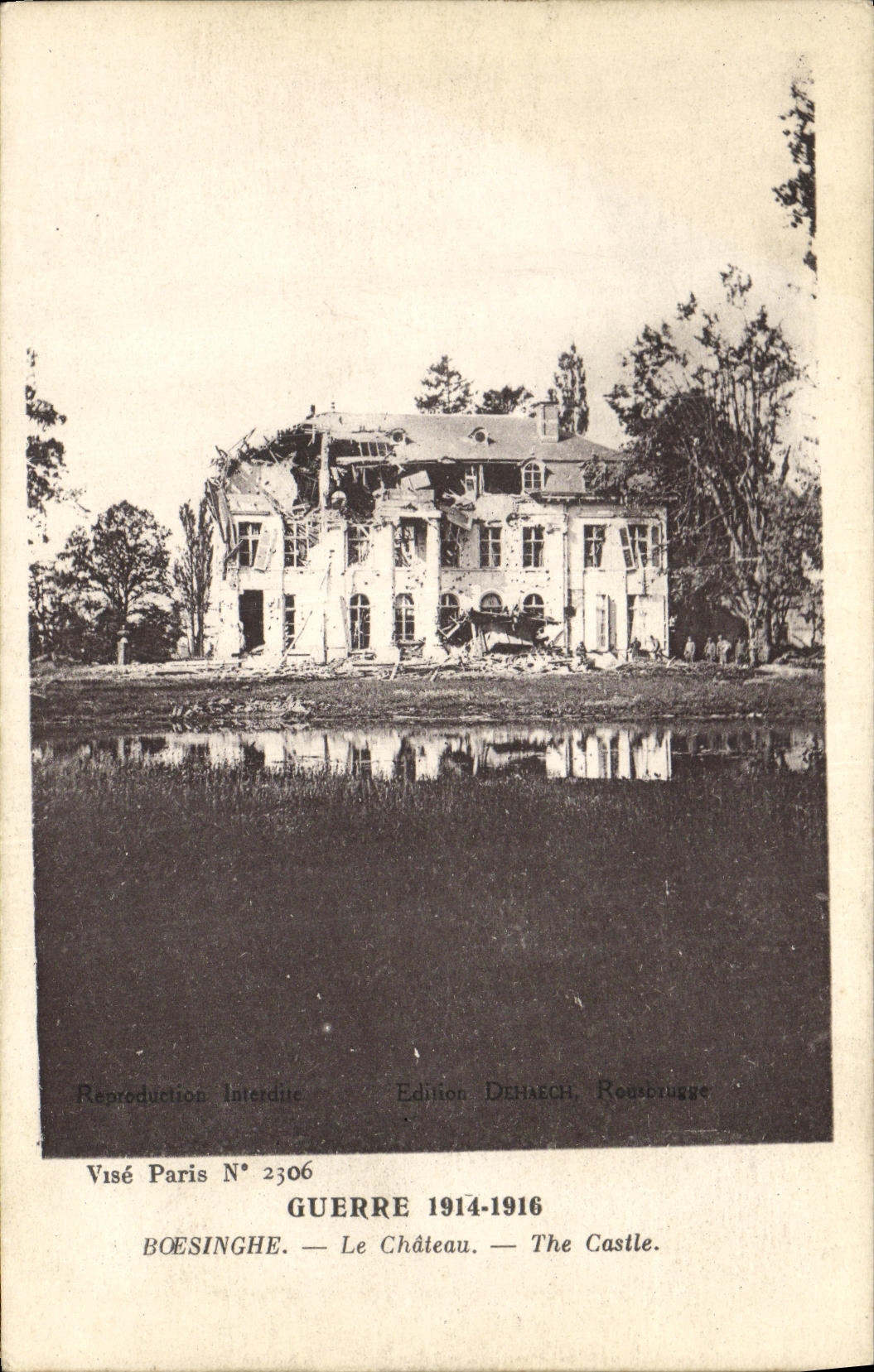 VINTAGE POSTCARD Boesinghe War the Militaria castle