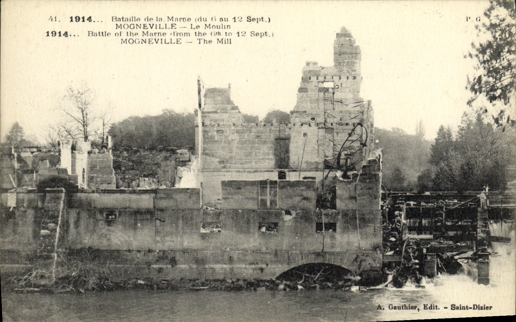 VINTAGE POSTCARD Militaria Battles of the Mogneville Marne the mill