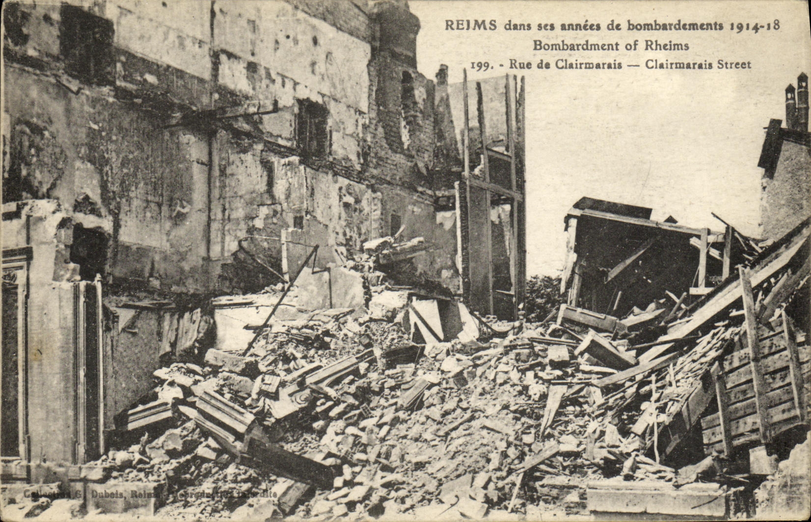 VINTAGE POSTCARD Militaria Rheims Street of Clairmarais