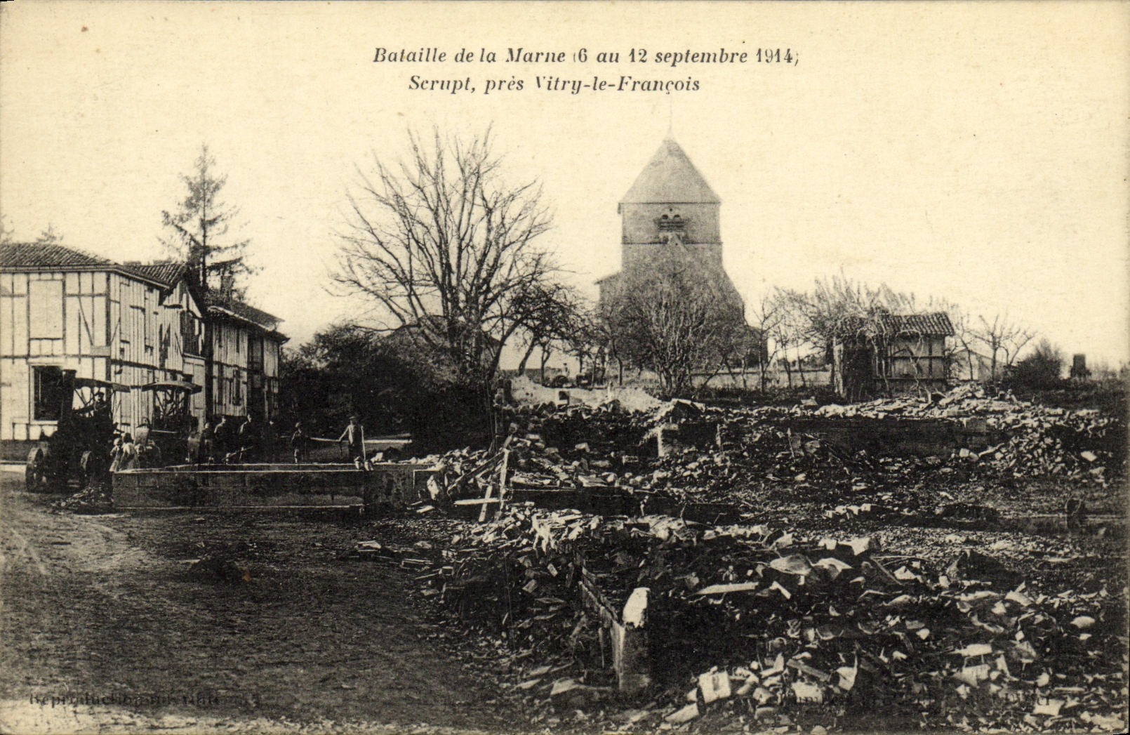 VINTAGE POSTCARD Militaria Battles of the Scrupt Marne close Vitry Francois