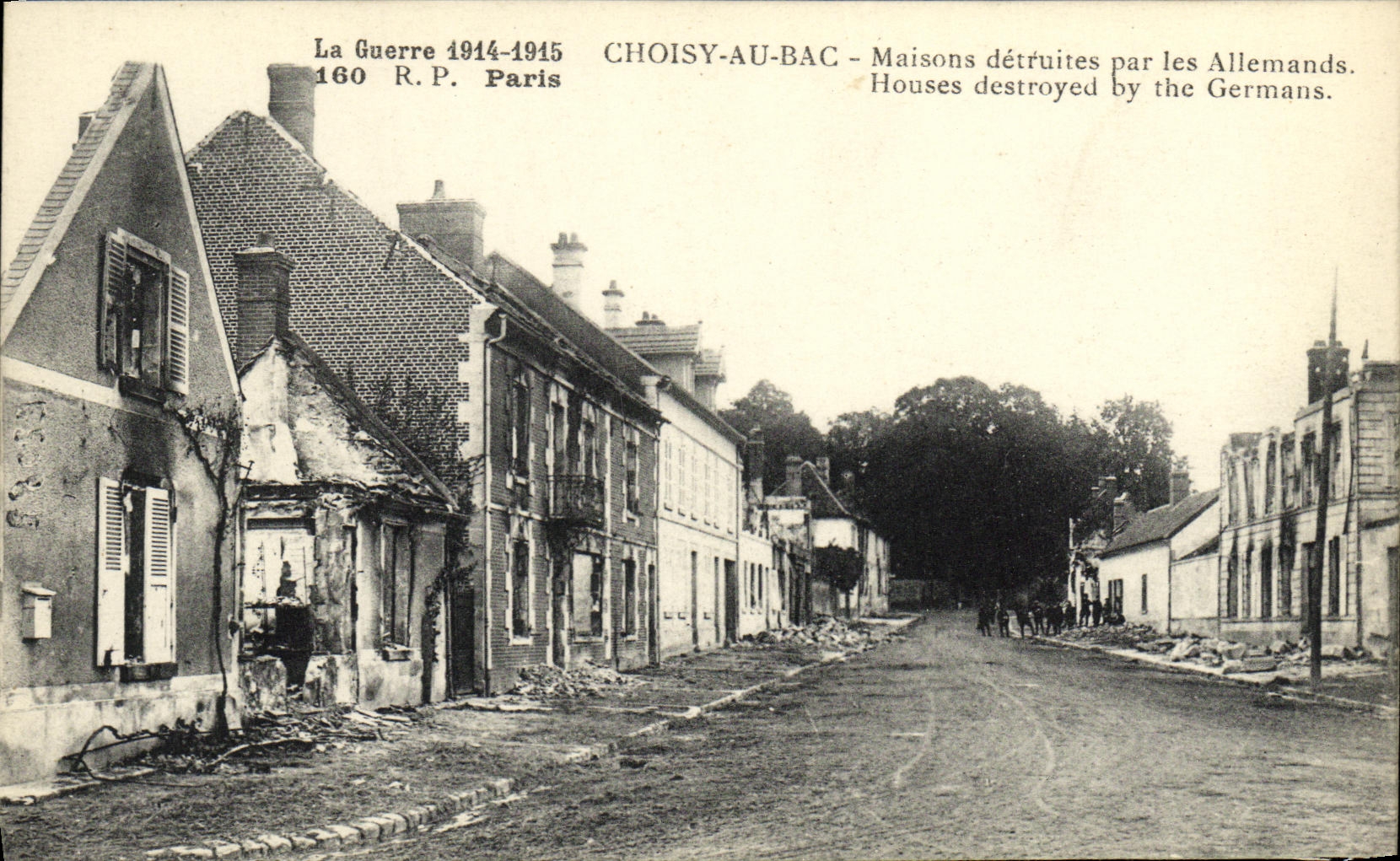 VINTAGE POSTCARD Militaria Choisy With the Vat Houses destroyed by German