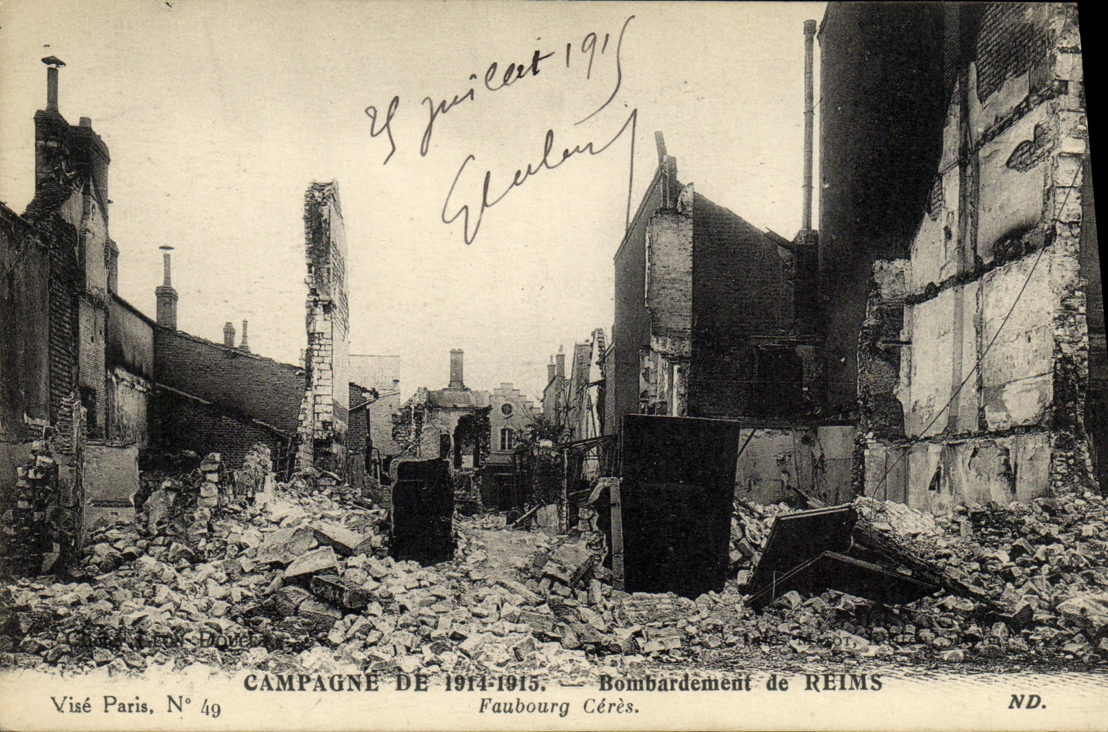 VINTAGE POSTCARD Militaria Rheims Ceres Suburb