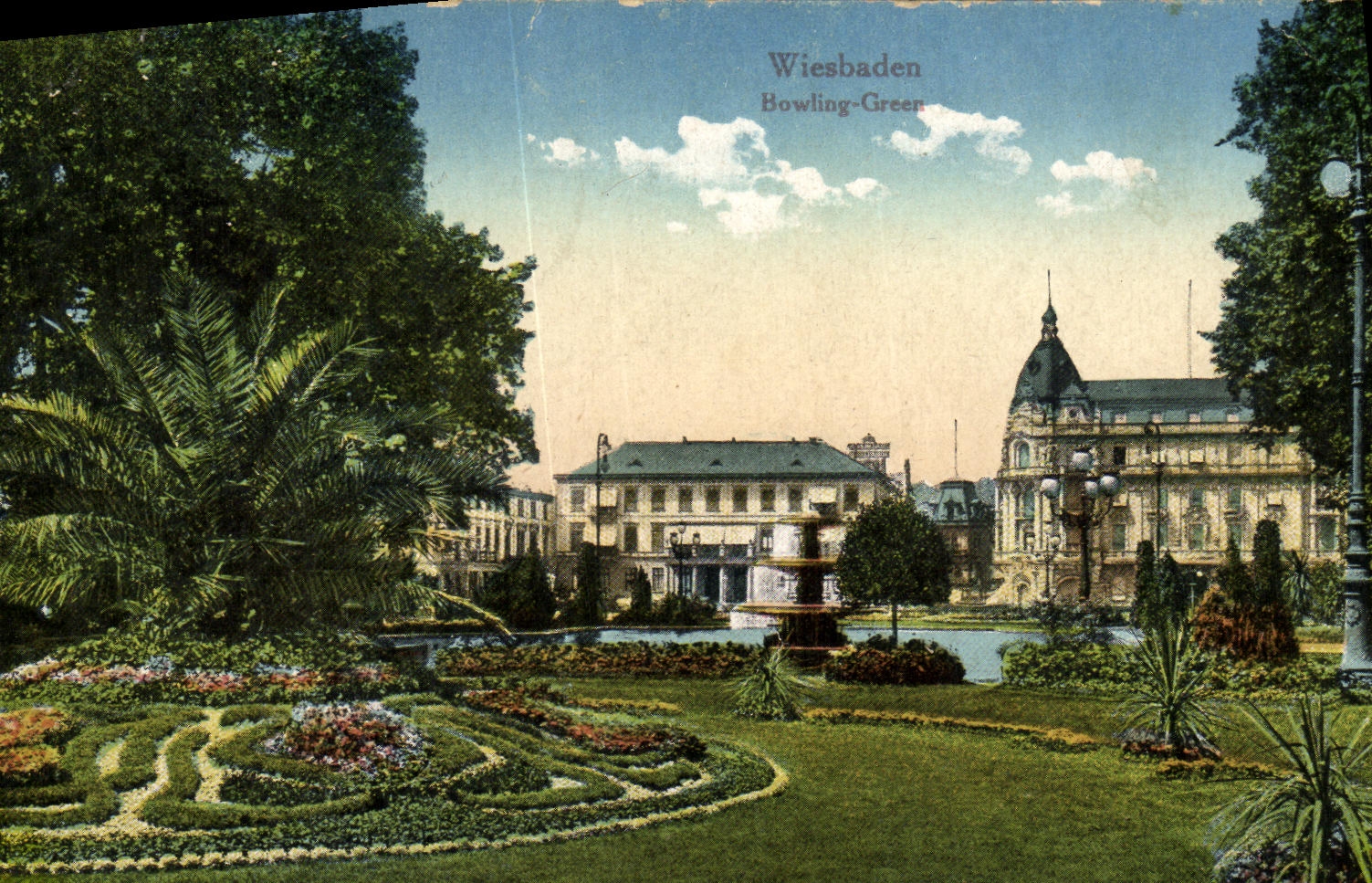 VINTAGE POSTCARD Wiesbaden Green Bowling