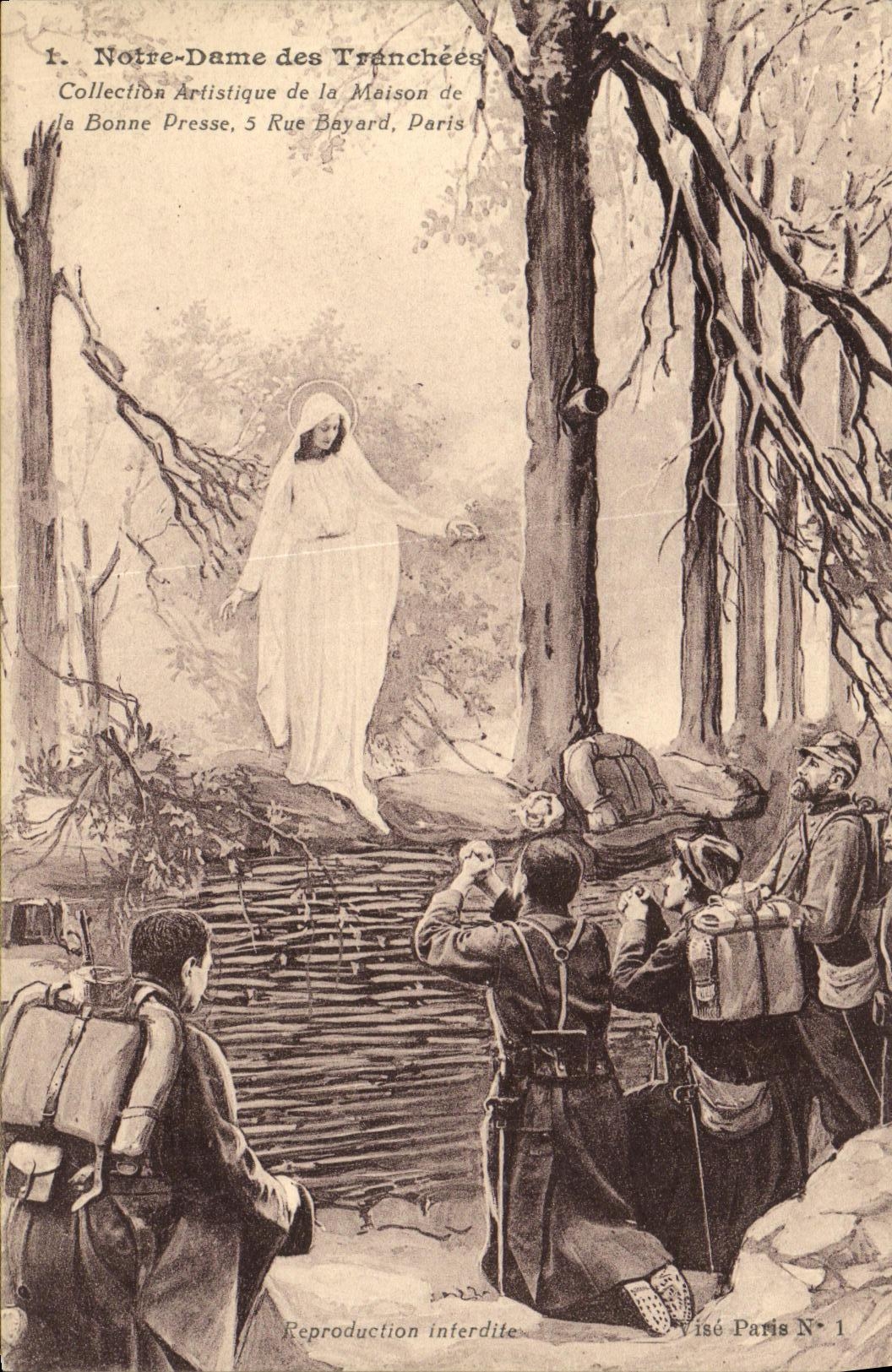 VINTAGE POSTCARD Militaria Notre Dame of the Trenches