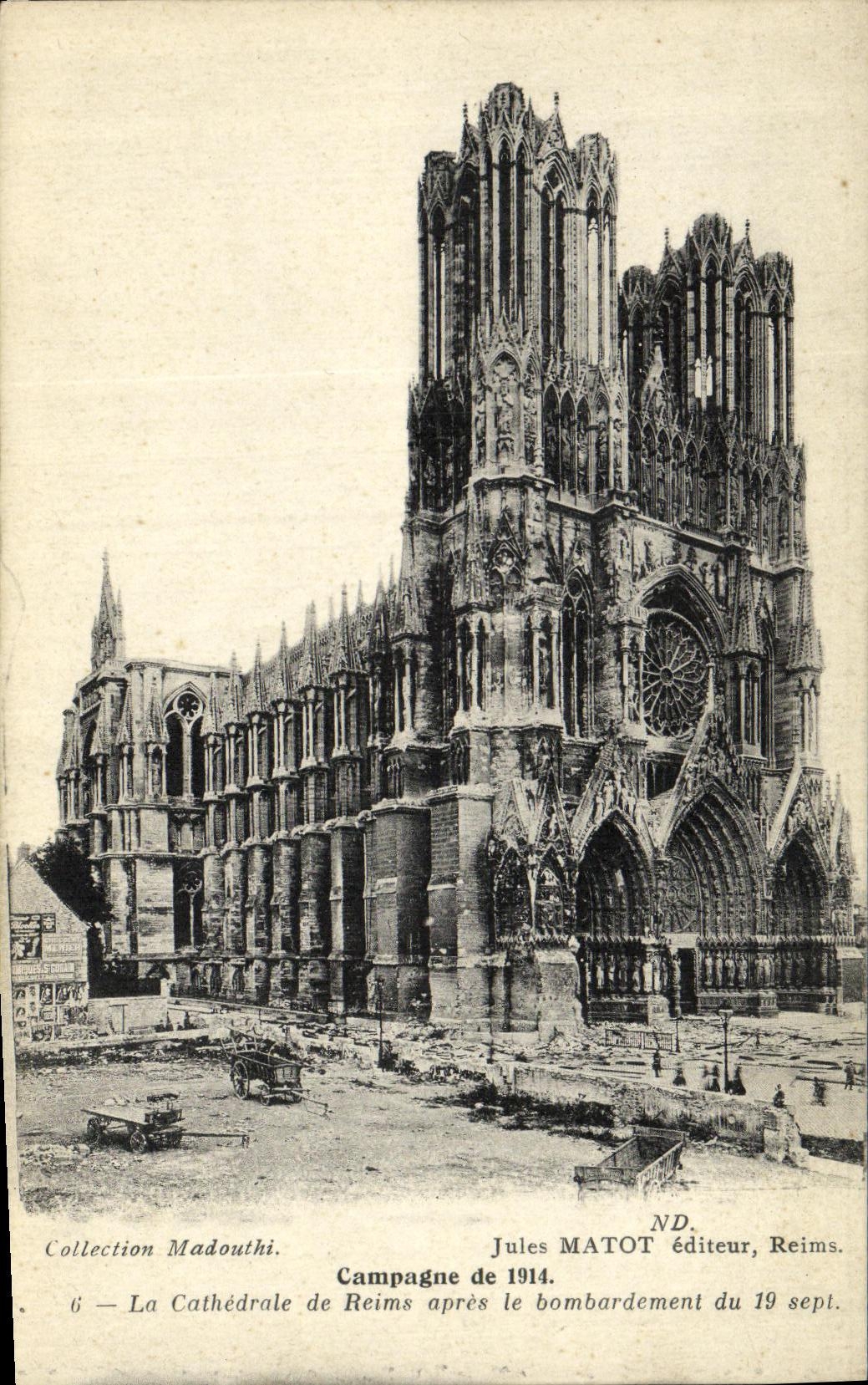 VINTAGE POSTCARD Militaria Countryside of the Cathedral of Rheims