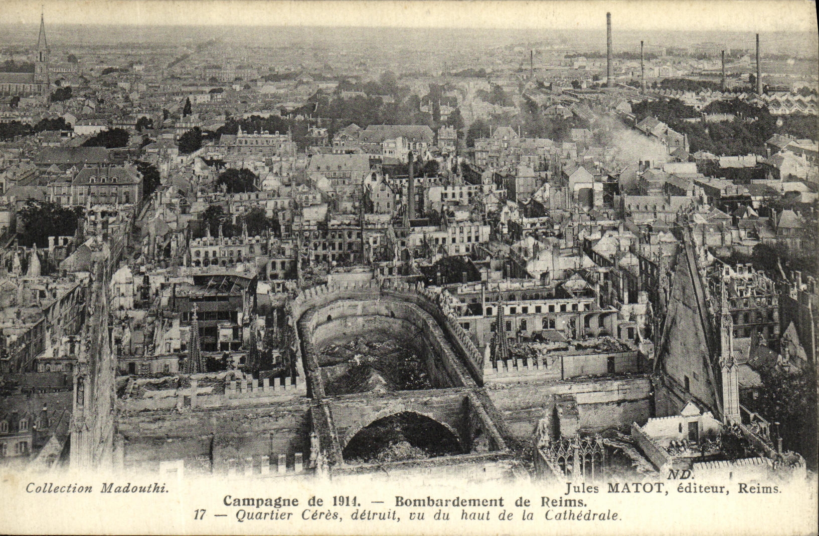 VINTAGE POSTCARD Militaria Bombardment of Rheims Ceres District