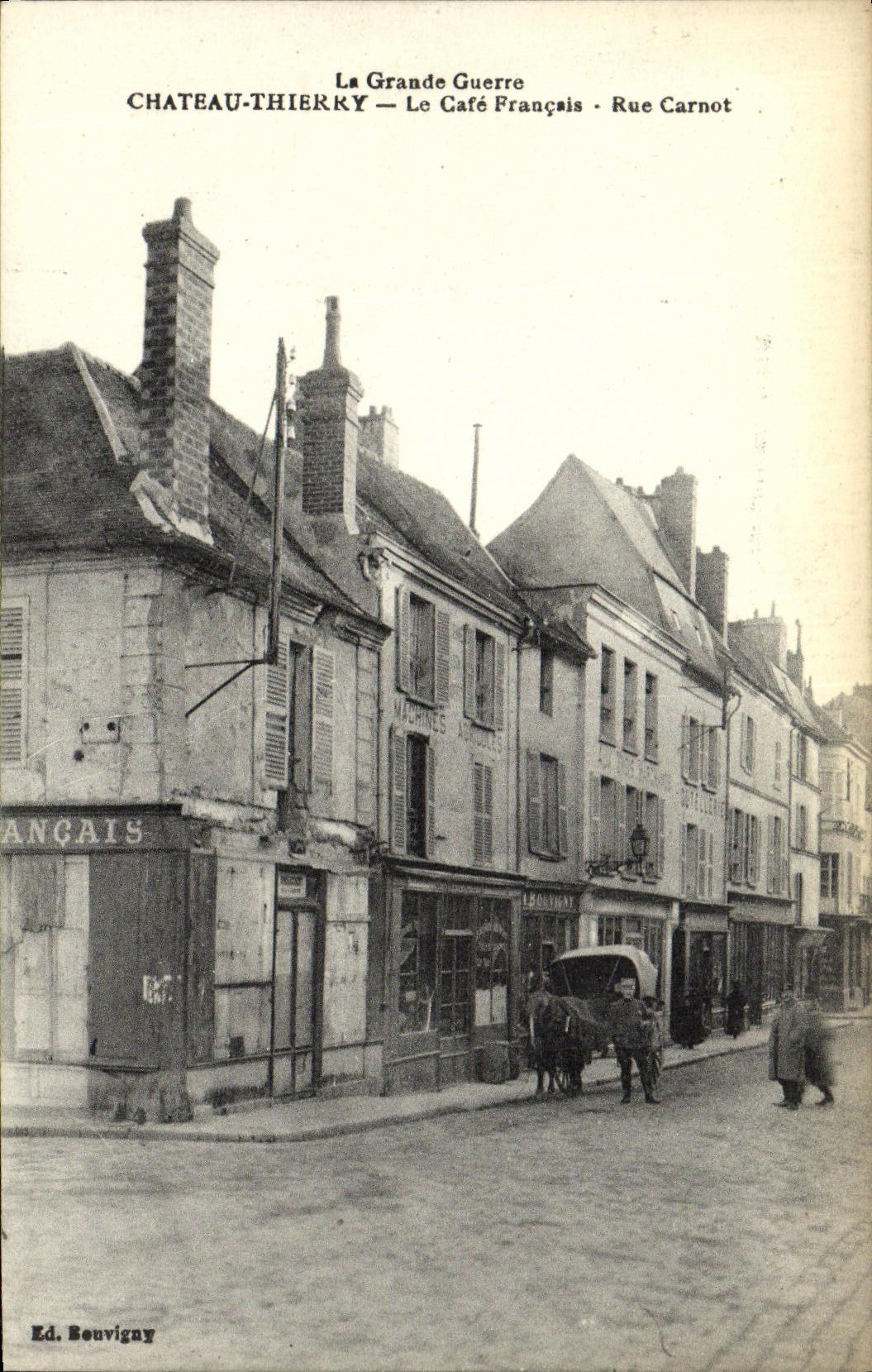 VINTAGE POSTCARD Militaria Thierry Castle French Coffee Street Carnot