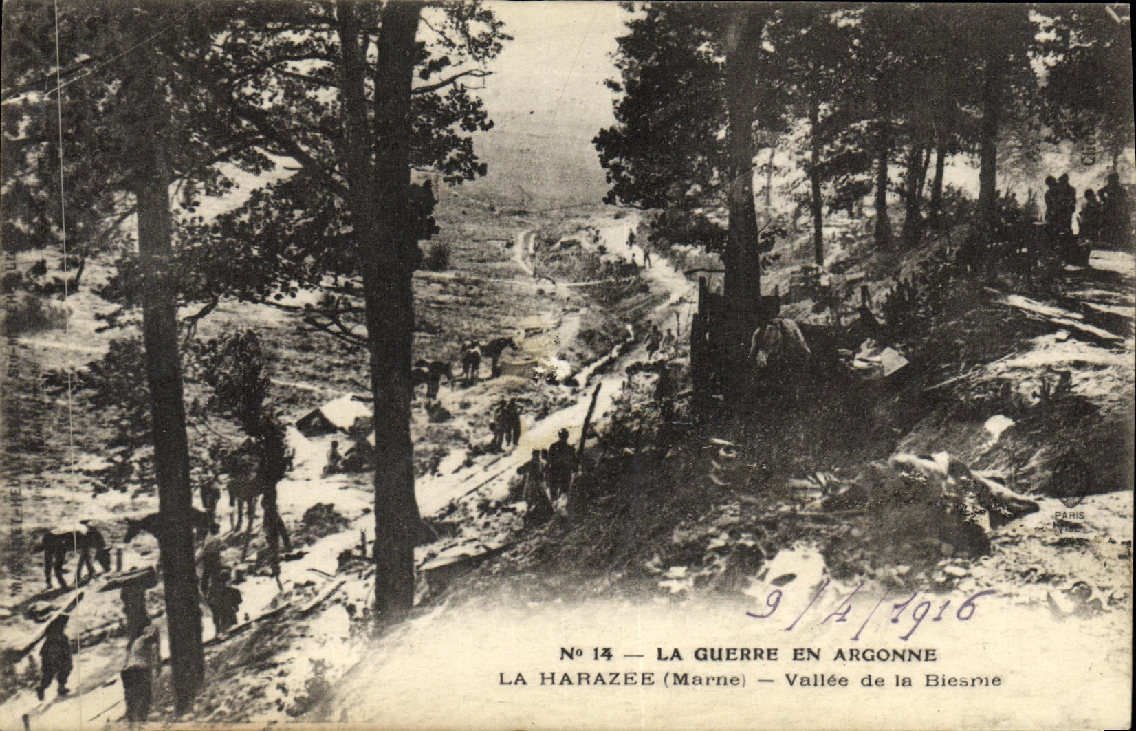 VINTAGE POSTCARD Militaria the war in Argonne Harazee Valley of Biesnie