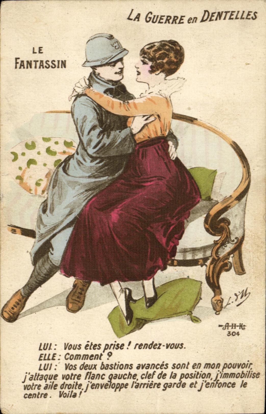 CPA Militaria La Guerre de dentelles