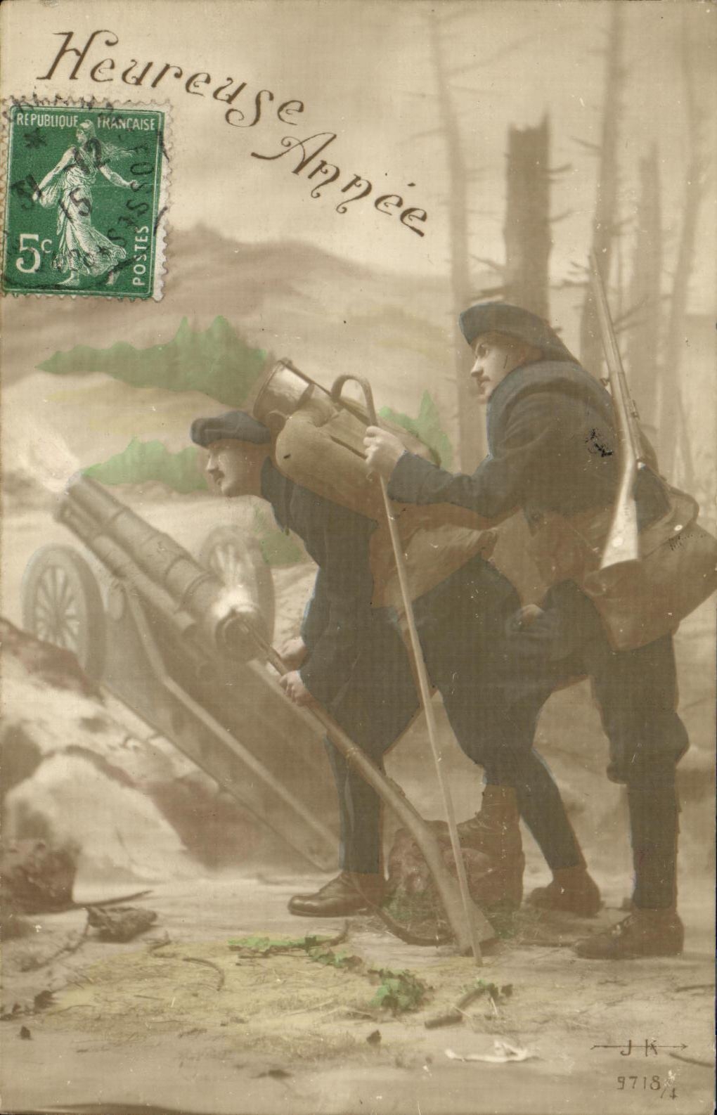 VINTAGE POSTCARD Militaria Happy Year