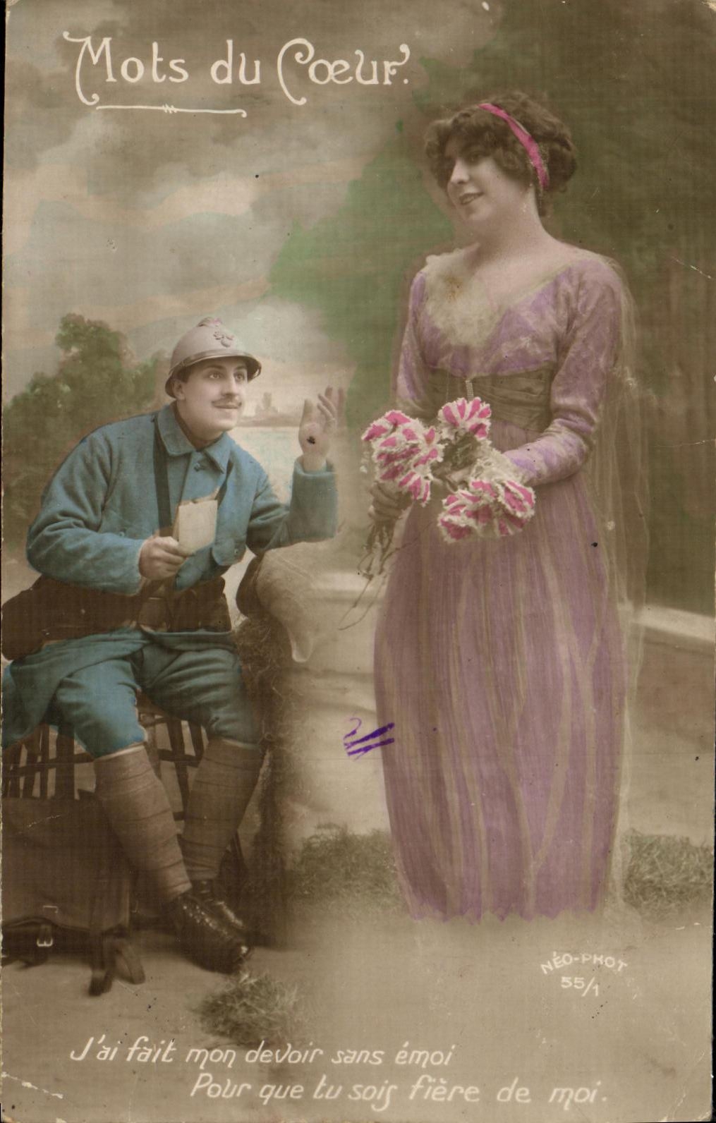 CPA Militaria Mots du Coeur